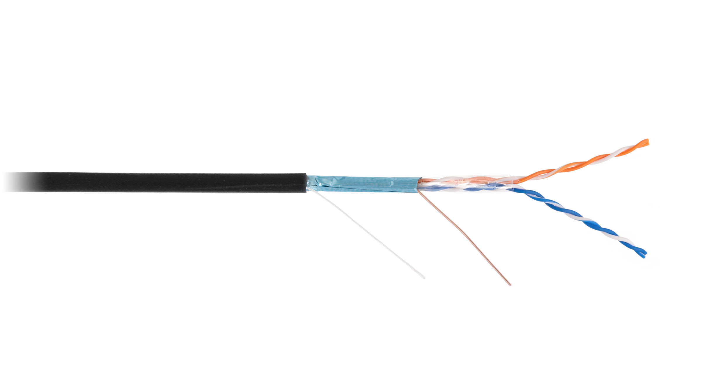 Кабель NETLAN F/UTP 2 пары, Кат.5 (Класс D), 100МГц, одножильный, BC (чистая медь), полиэтилен, внешний, до -40C, черный, 305м - гарантия 1 год — фото