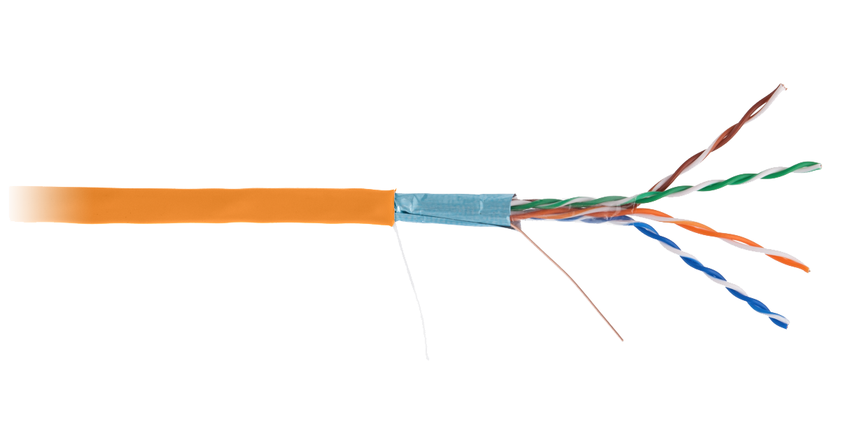 Кабель NETLAN F/UTP 4 пары, Кат.5e (Класс D), 100МГц, одножильный, BC (чистая медь), полимерный материал, LSZH, оранжевый, 305м - гарантия 1 год — фото
