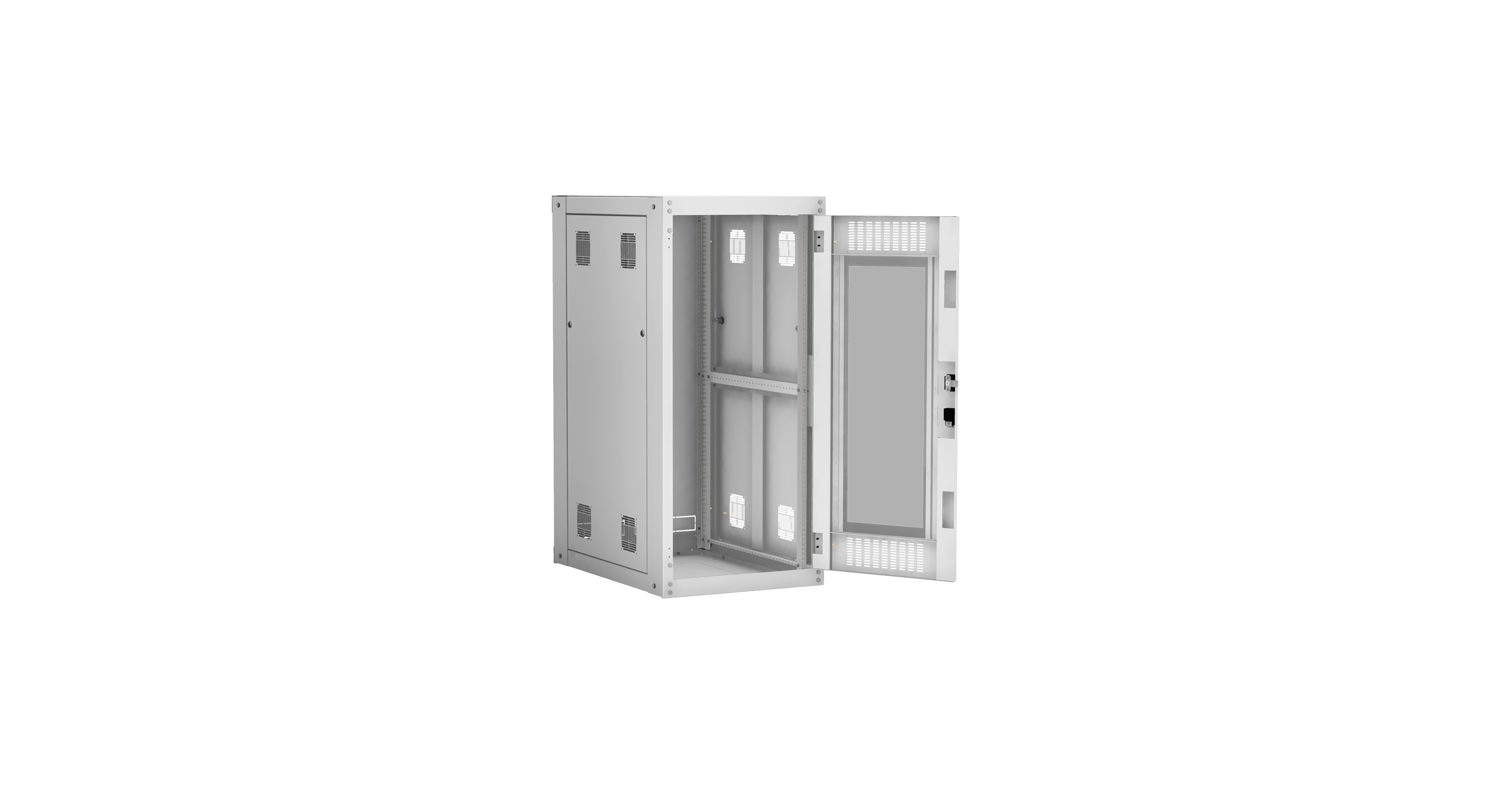 Напольный шкаф NETLAN 19", 24U, стеклянная дверь, цельнометаллические стенки, Ш600хВ1196хГ800мм, в разобранном виде, серый — фото