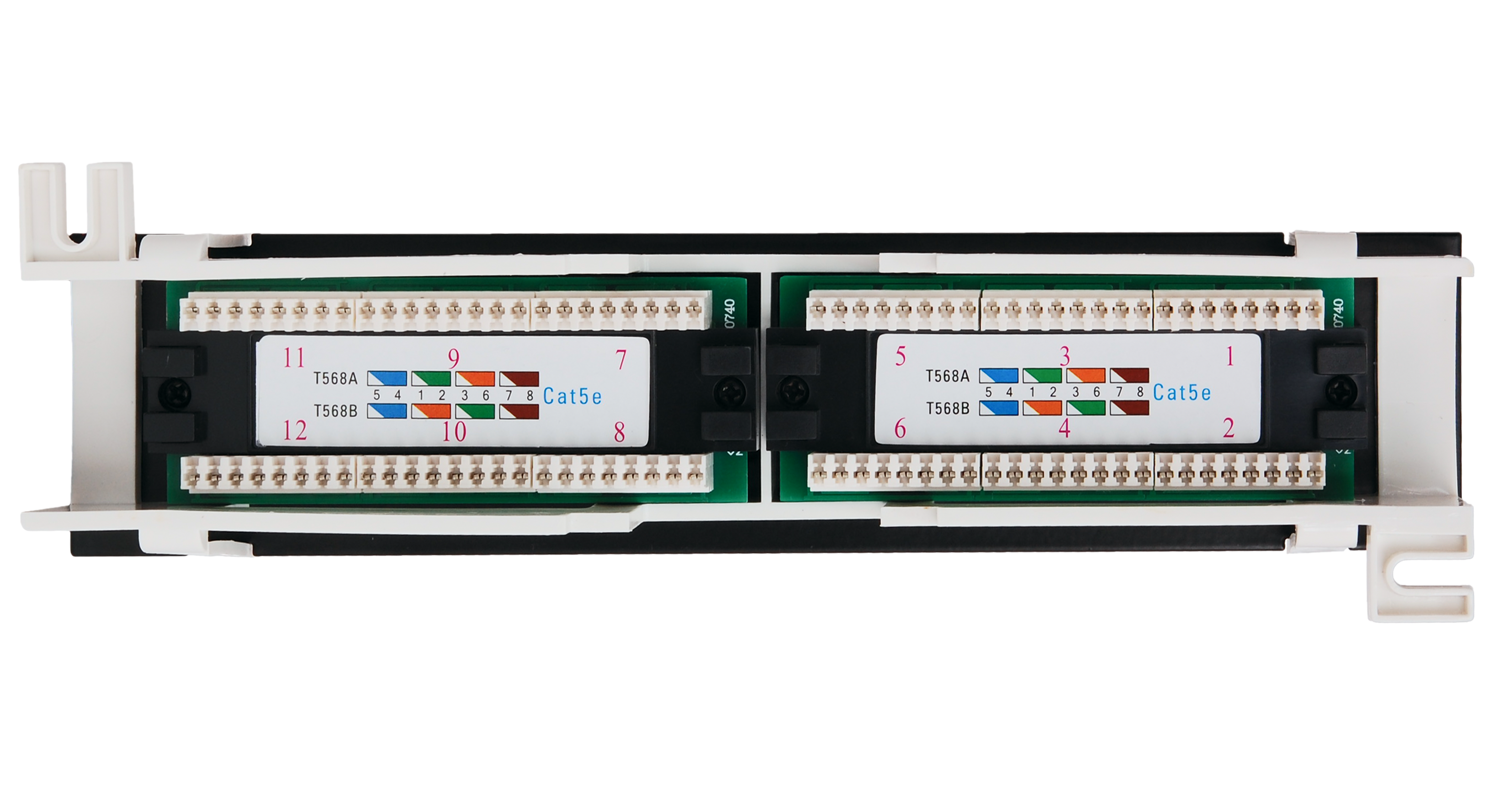 Коммутационная панель NETLAN настенная, 12 портов, Кат.5e (Класс D), 100МГц, RJ45/8P8C, 110, T568A/B, неэкранированная, черная