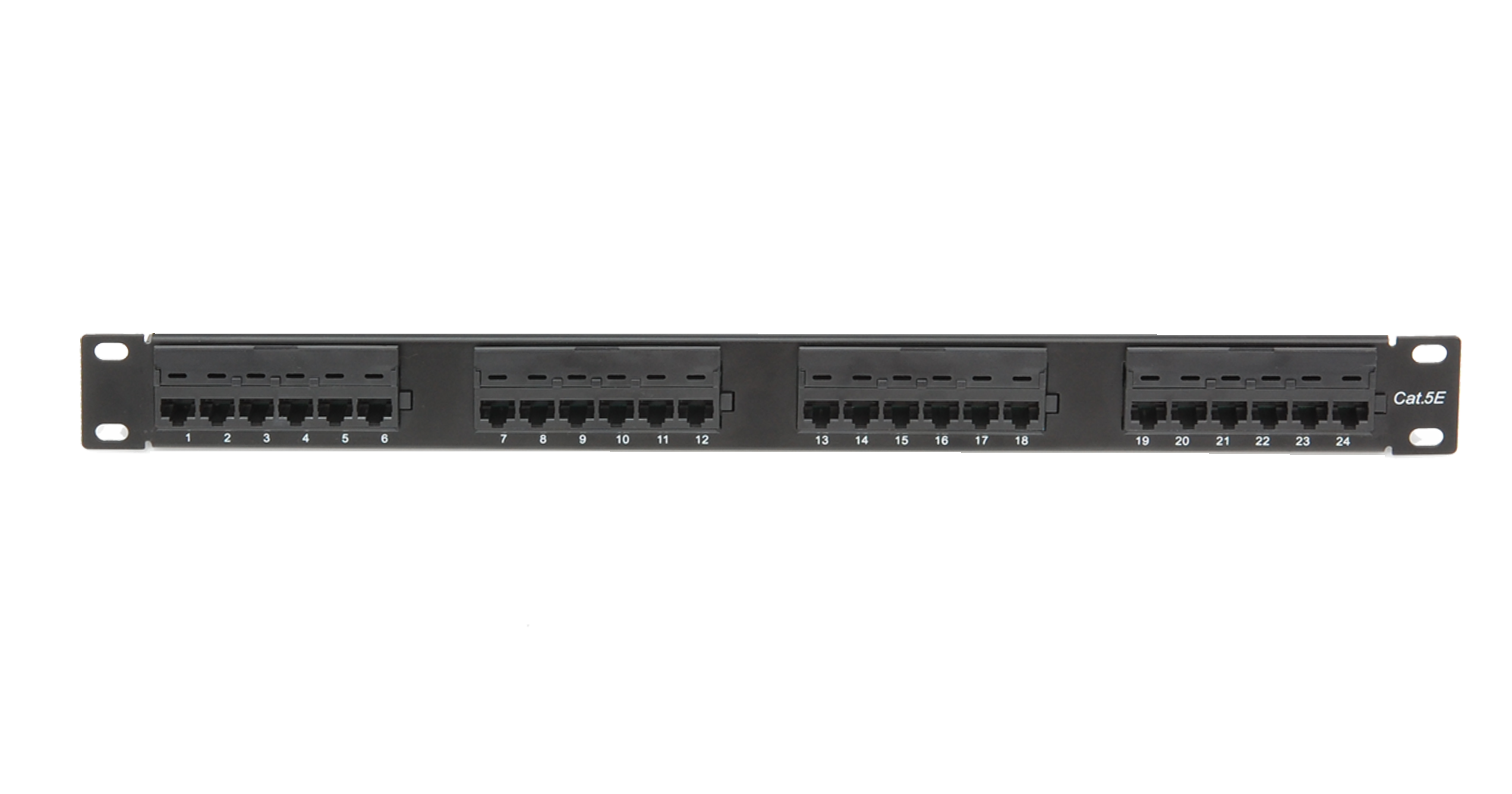 Коммутационная панель ULAN 19", 1U, 24 порта, Кат.5e (Класс D), 100МГц, RJ45/8P8C, 110, T568A/B, неэкранированная, черная — фото
