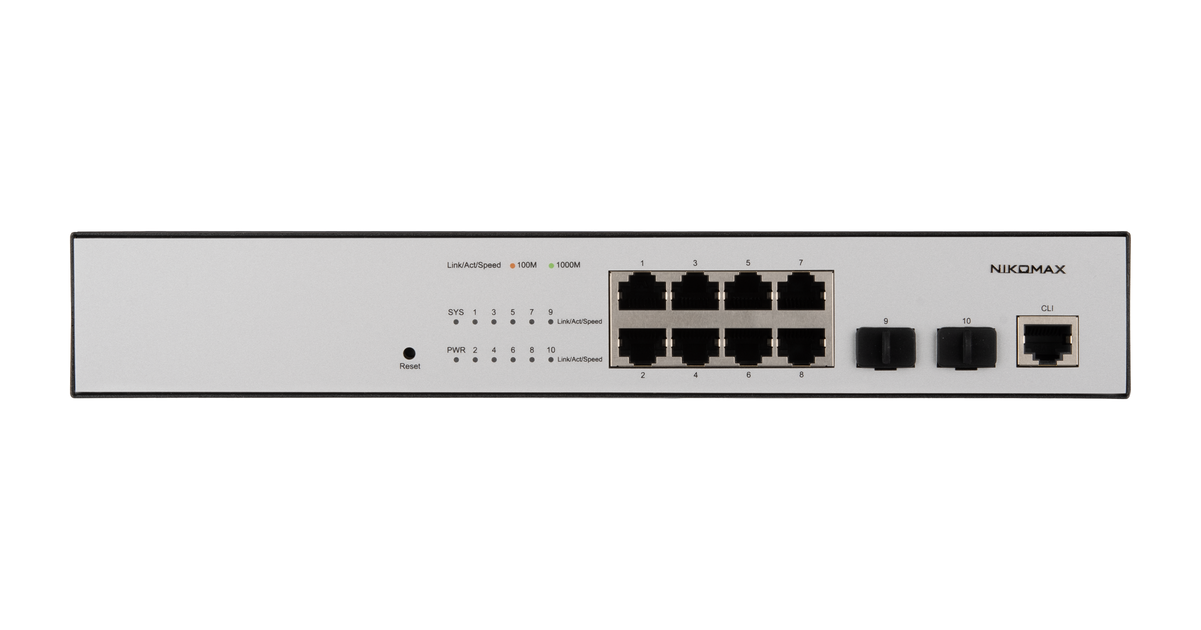 Управляемый коммутатор L2 NIKOMAX 8 Base-T 10/100/1000Mb/s портов, 2 SFP 1000Mb/s, 1 Console. 1U 19'', 220V — фото