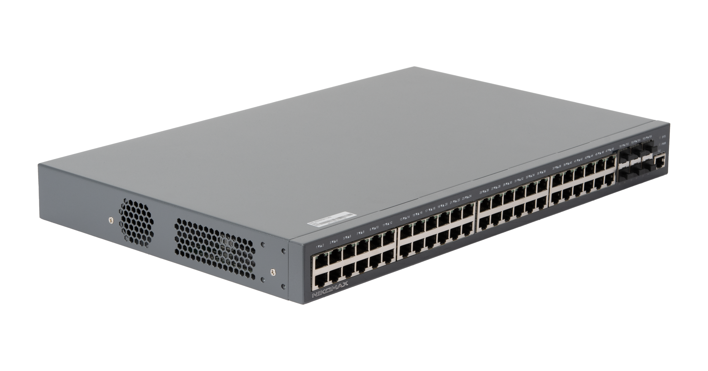 Управляемый коммутатор L3 Stack NIKOMAX 48 BASE-T 1000Mb/s портов, 6 10G SFP+, 1 Console. 1U 19", 220V — фото