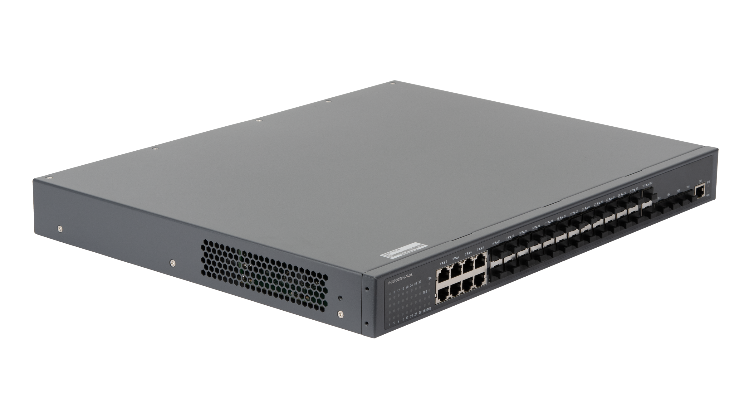 Управляемый коммутатор L3 NIKOMAX, Stack, 24 порта 100/1000BaseX SFP, 8 портов 10/100/1000BaseT, 6 портов 1/10GE SFP+, Резервный БП (опция) — фото