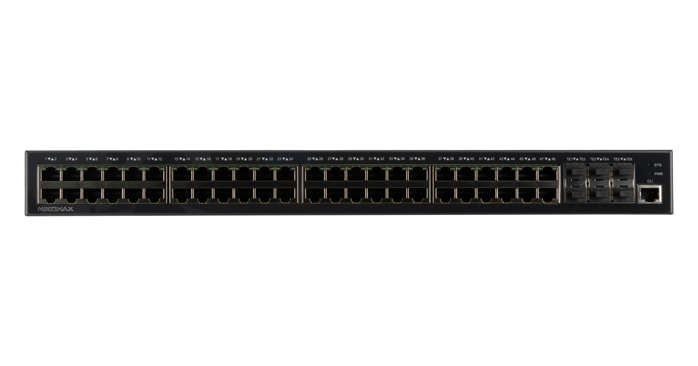 Управляемый коммутатор L3 NIKOMAX, Stack, 48 портов 100/1000BaseT, 6 портов SFP+ 10G BaseX — фото