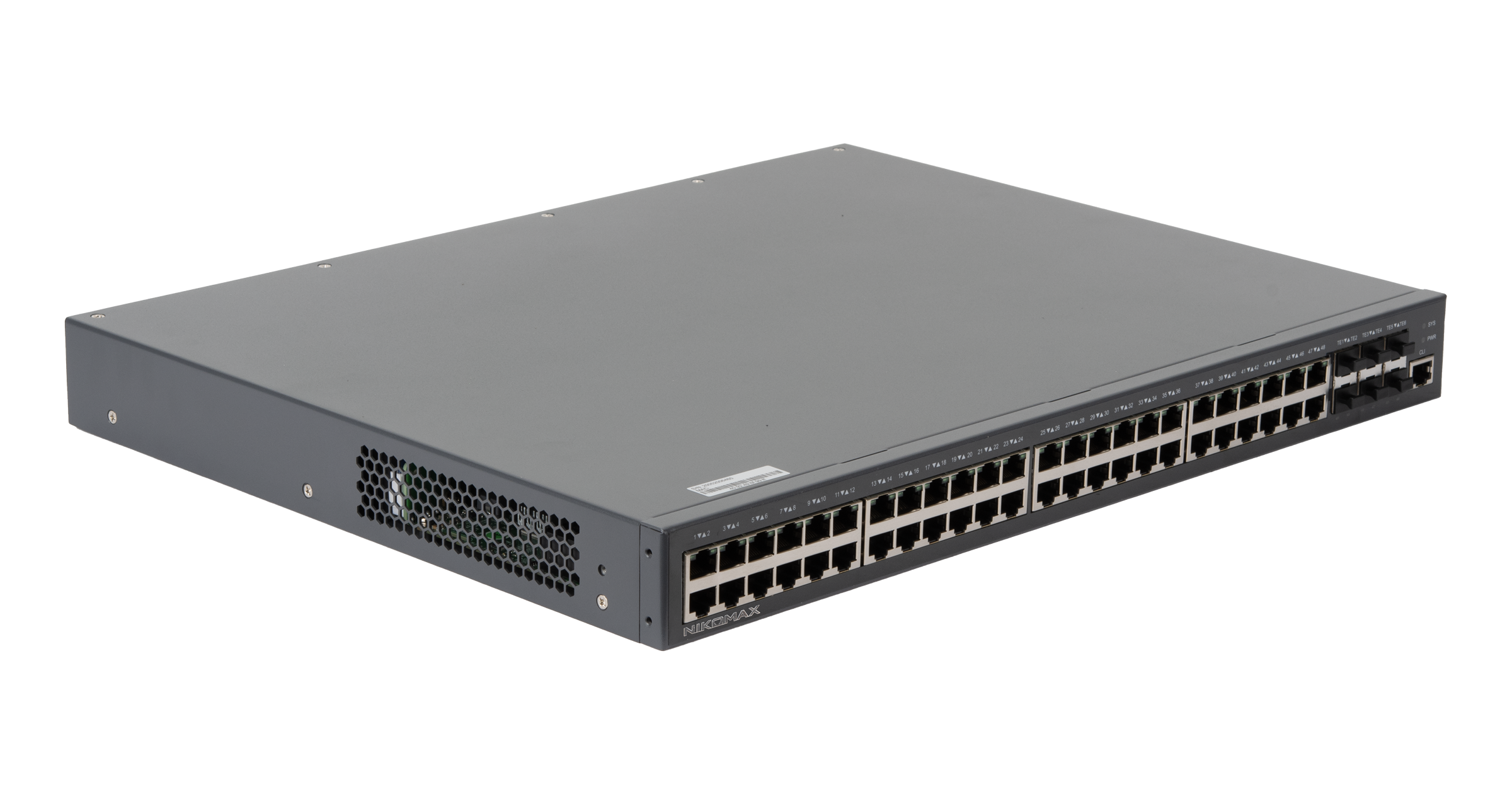 Управляемый коммутатор L3 NIKOMAX, Stack, 48 портов 100/1000BaseT, 6 портов SFP+ 10G BaseX — фото