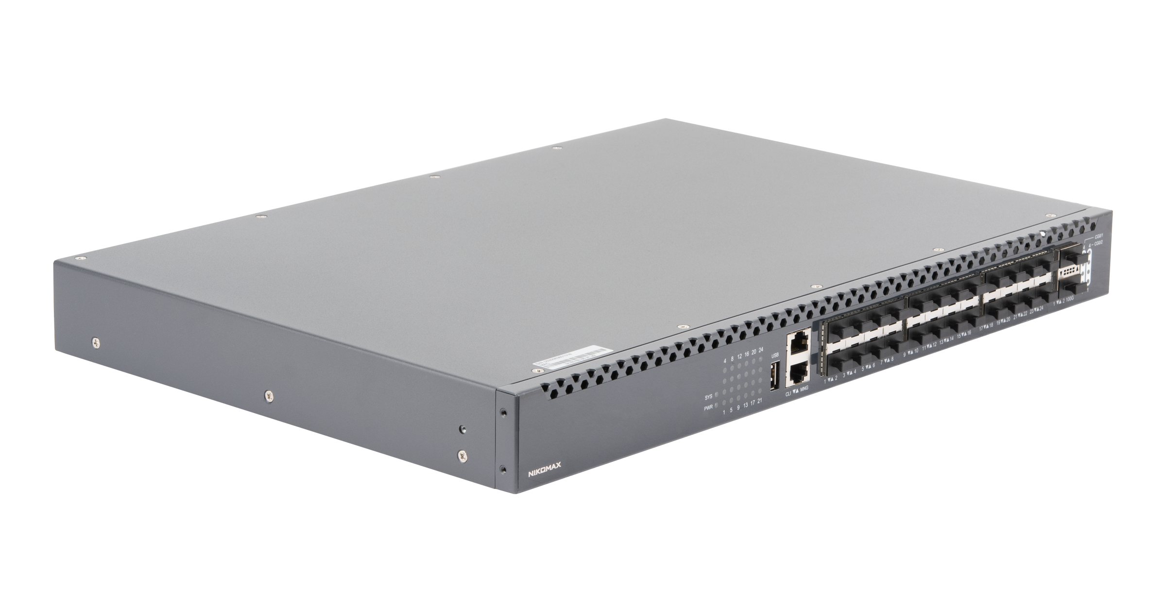 Управляемый коммутатор уровня ядра сети NIKOMAX, L3, 24*10 Гбит/с SFP+, 2*40/100 Гбит/с QSFP28, 1 RJ45 консольный порт, 1 MGMT, 2*Блока питания hot-swap AC 220В — фото