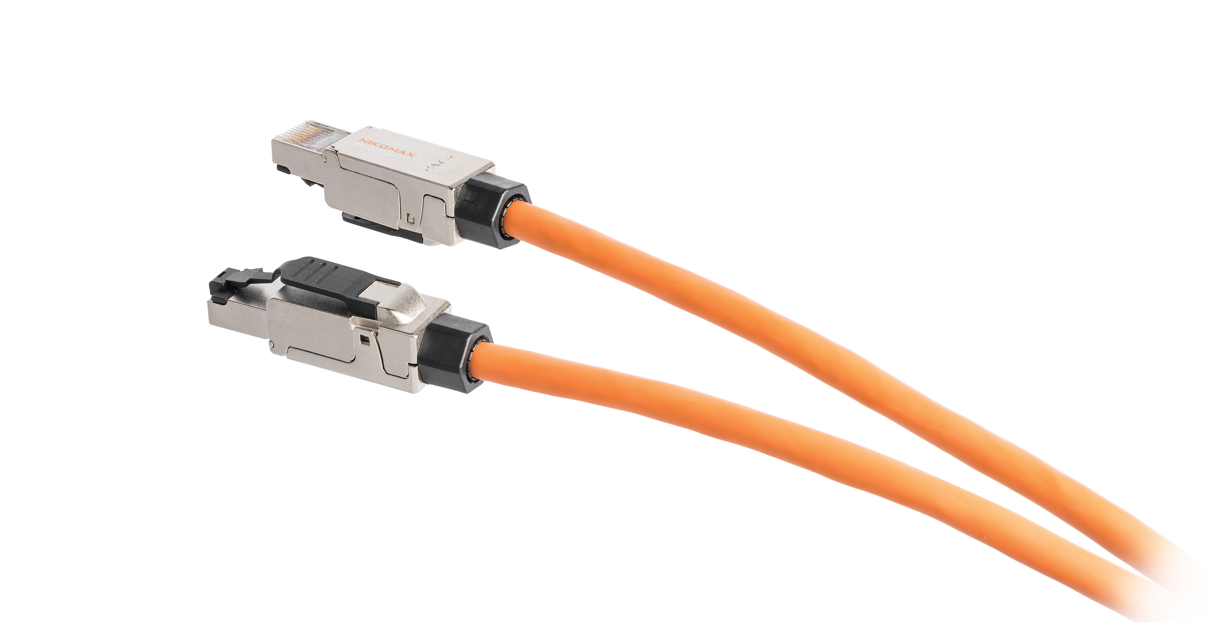Коннектор NIKOMAX RJ45/8P8C под витую пару, Кат.6 (Класс E), 250МГц, покрытие 50мкд, универсальные ножи, T568B, самозажимной, полный экран, металлик — фото