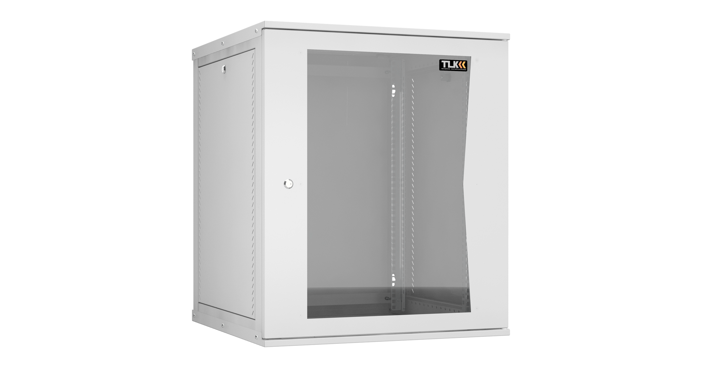 Настенный разборный шкаф NIKOMAX Essential Line 19", 15U, стеклянная дверь, Ш600хВ703хГ600мм, 2 пары монтажных направляющих, серый — фото