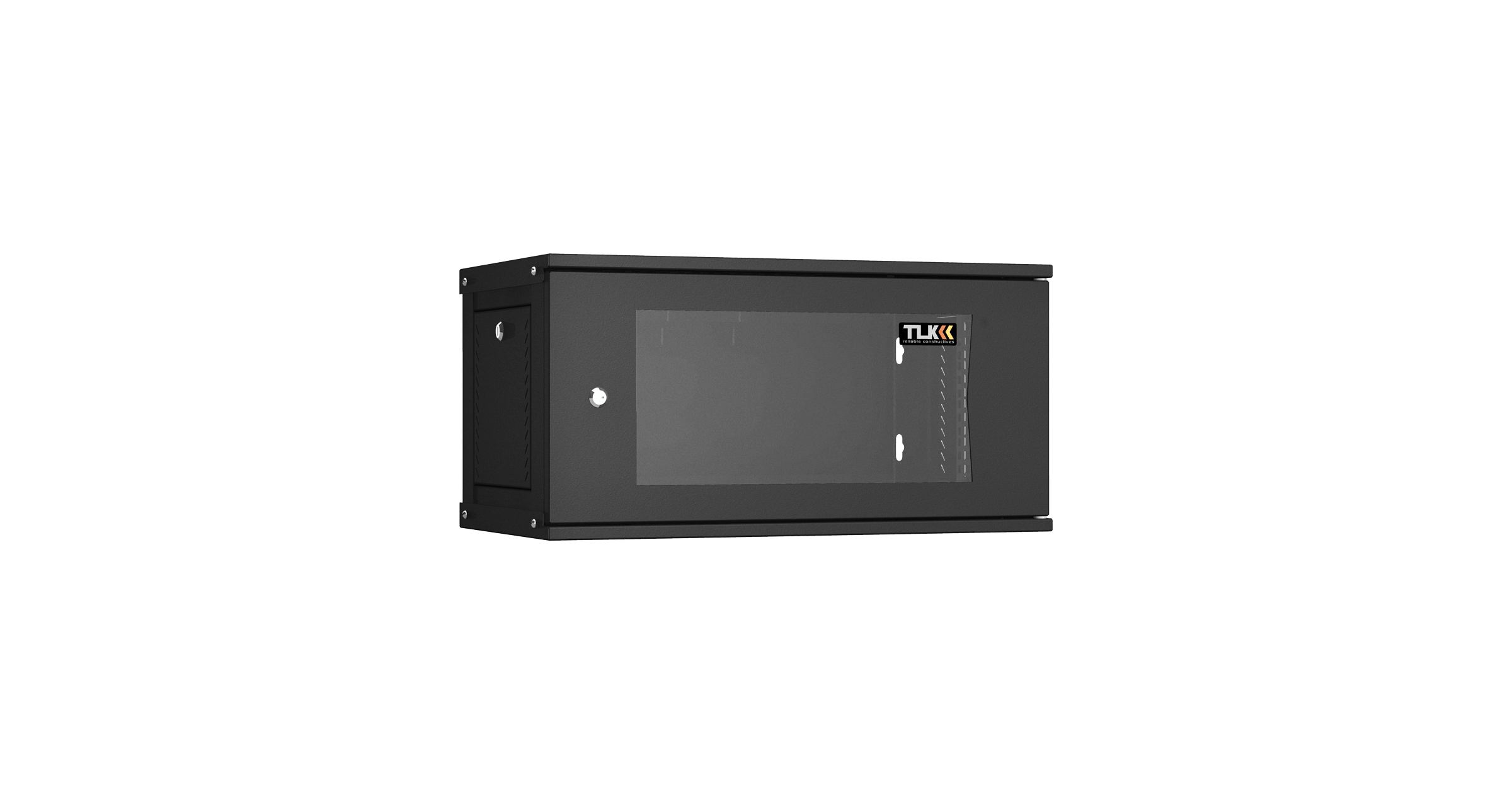 Настенный разборный шкаф NIKOMAX Essential Line 19", 6U, стеклянная дверь, Ш600хВ303хГ350мм, 1 пара монтажных направляющих, черный — фото