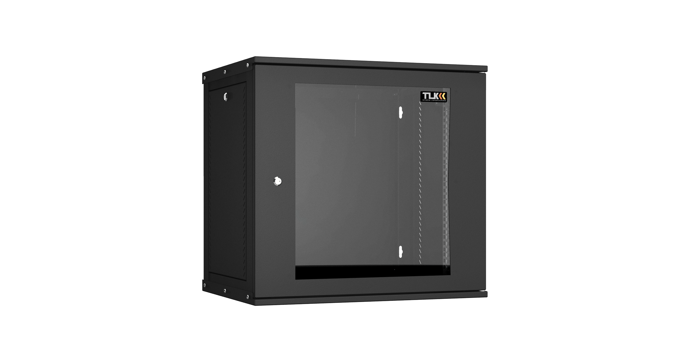 Настенный разборный шкаф NIKOMAX Essential Line 19", 12U, стеклянная дверь, Ш600хВ569хГ450мм, 1 пара монтажных направляющих, черный — фото