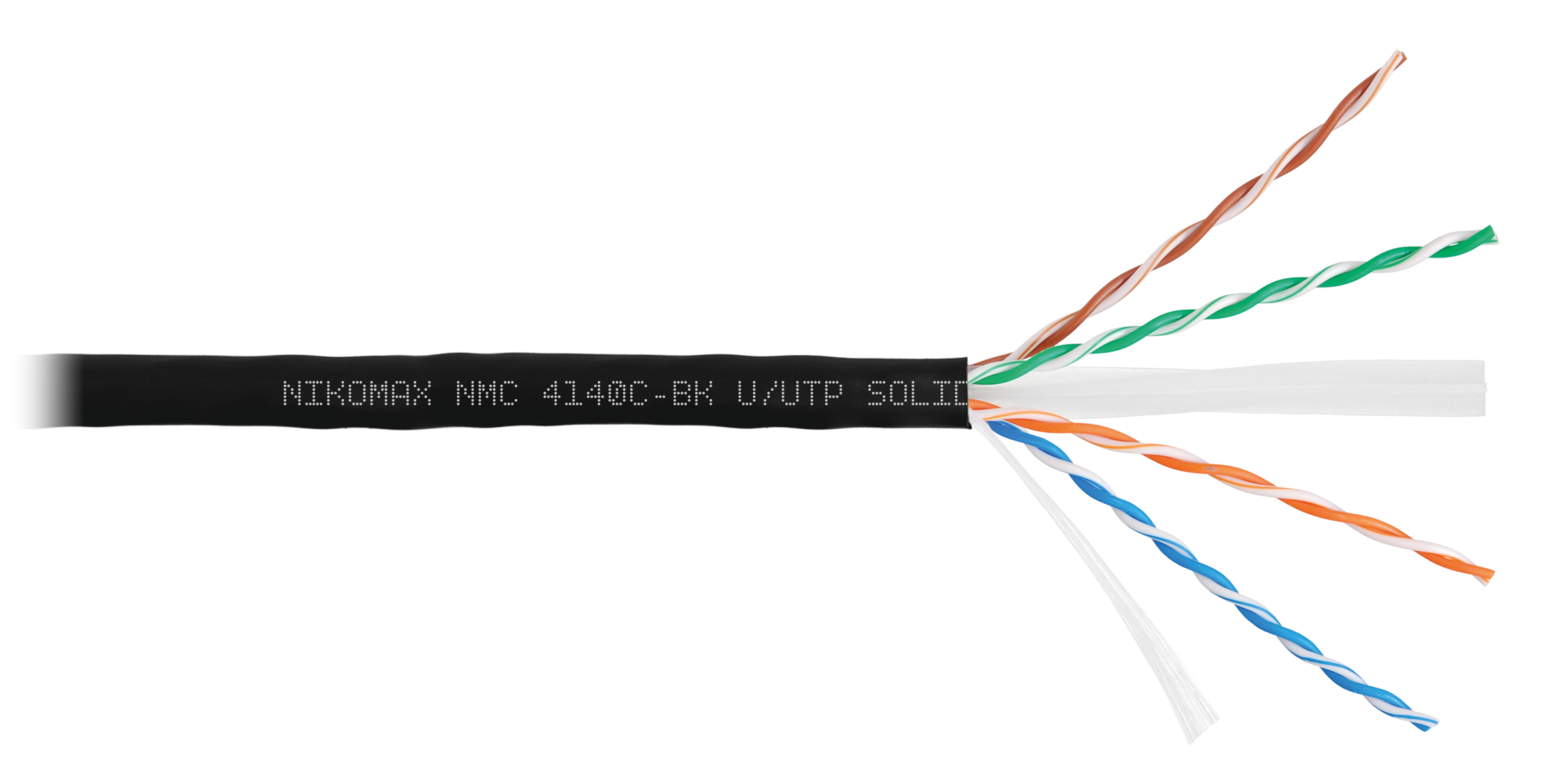 Кабель NIKOMAX U/UTP 4 пары, Кат.6 (Класс E), тест по ISO/IEC, 250МГц, одножильный, BC (чистая медь), 23AWG (0,55мм), полимерный материал нг(А)-HF, внутренний/внешний, черный, 305м - гарантия: 5 лет / 15 лет системная