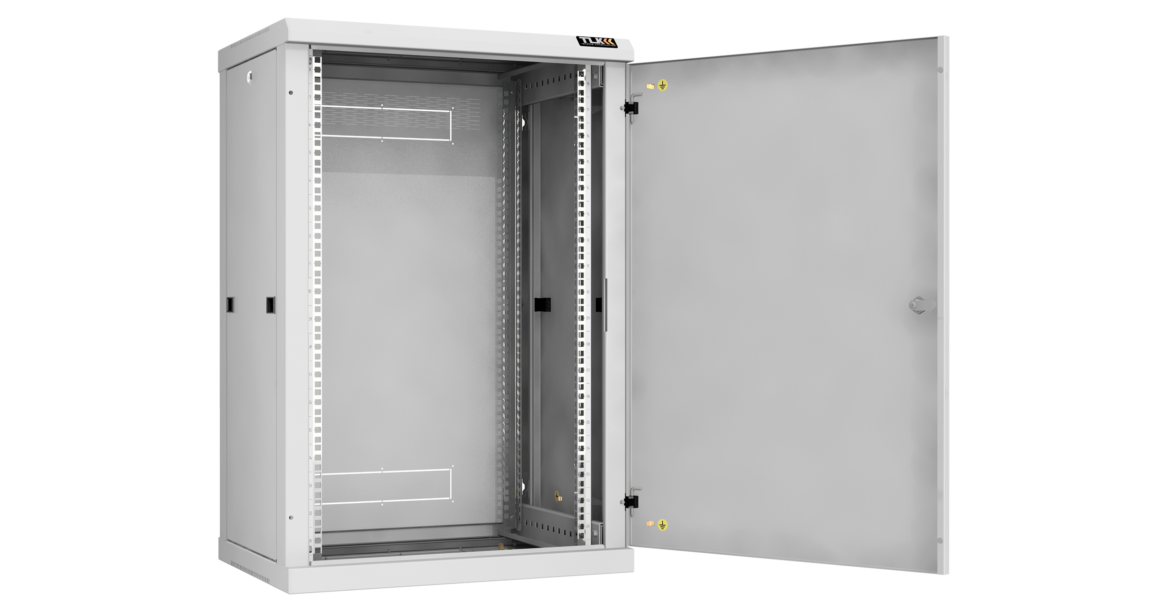Настенный разборный шкаф NIKOMAX 19", 18U, металлическая дверь, Ш600хВ904хГ450мм, 2 пары монтажных направляющих, серый — фото