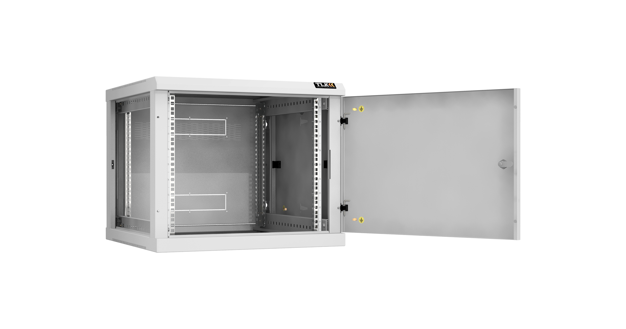 Настенный разборный шкаф NIKOMAX 19", 9U, металлическая дверь, Ш600хВ503хГ600мм, 2 пары монтажных направляющих, серый — фото