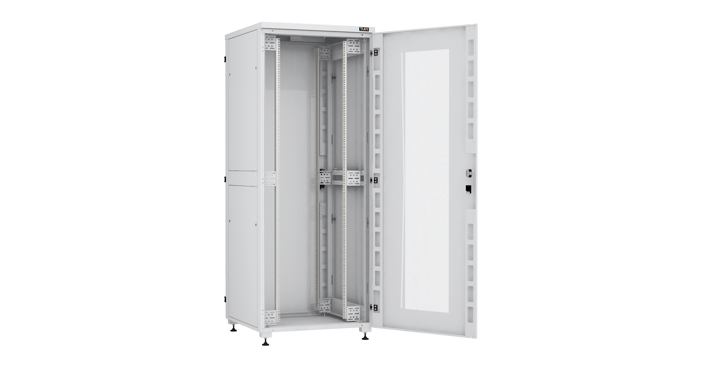 Напольный шкаф NIKOMAX Essential Line серии TFI-R 19", 42U, перфорированная дверь, цельнометаллические двухуровневые стенки и задняя дверь, Ш800хВ2042хГ800мм, в разобранном виде, серый RAL7035 — фото
