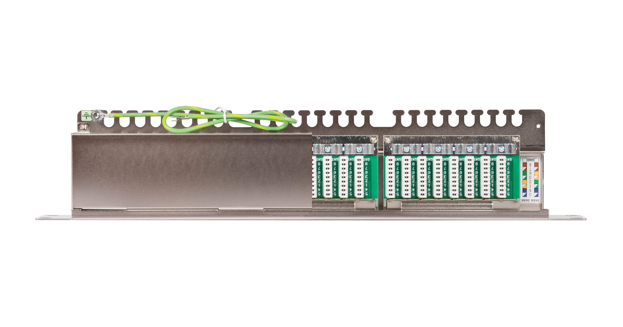 Коммутационная панель NIKOMAX 19", 1U, 24 порта, Кат.5e (Класс D), 100МГц, RJ45/8P8C, 110/KRONE, T568A/B, полный экран, с органайзером, металлик - гарантия: 5 лет расширенная / 25 лет системная — фото