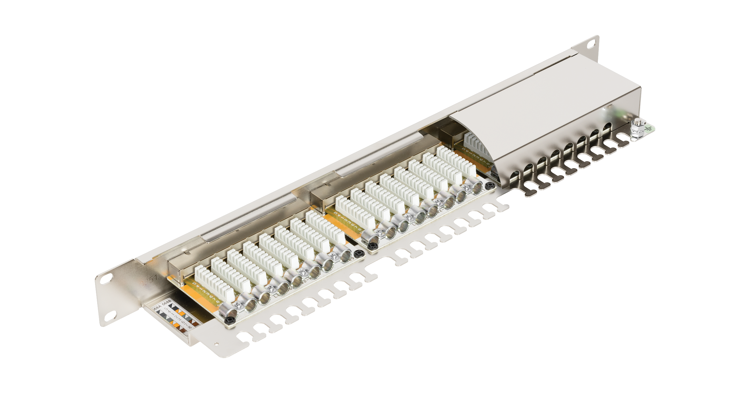 Коммутационная панель NIKOMAX 19", 1U, 24 порта, Кат.6 (Класс E), 250МГц, RJ45/8P8C, 110/KRONE, T568A/B, полный экран, с органайзером, металлик - гарантия: 5 лет расширенная / 25 лет системная — фото