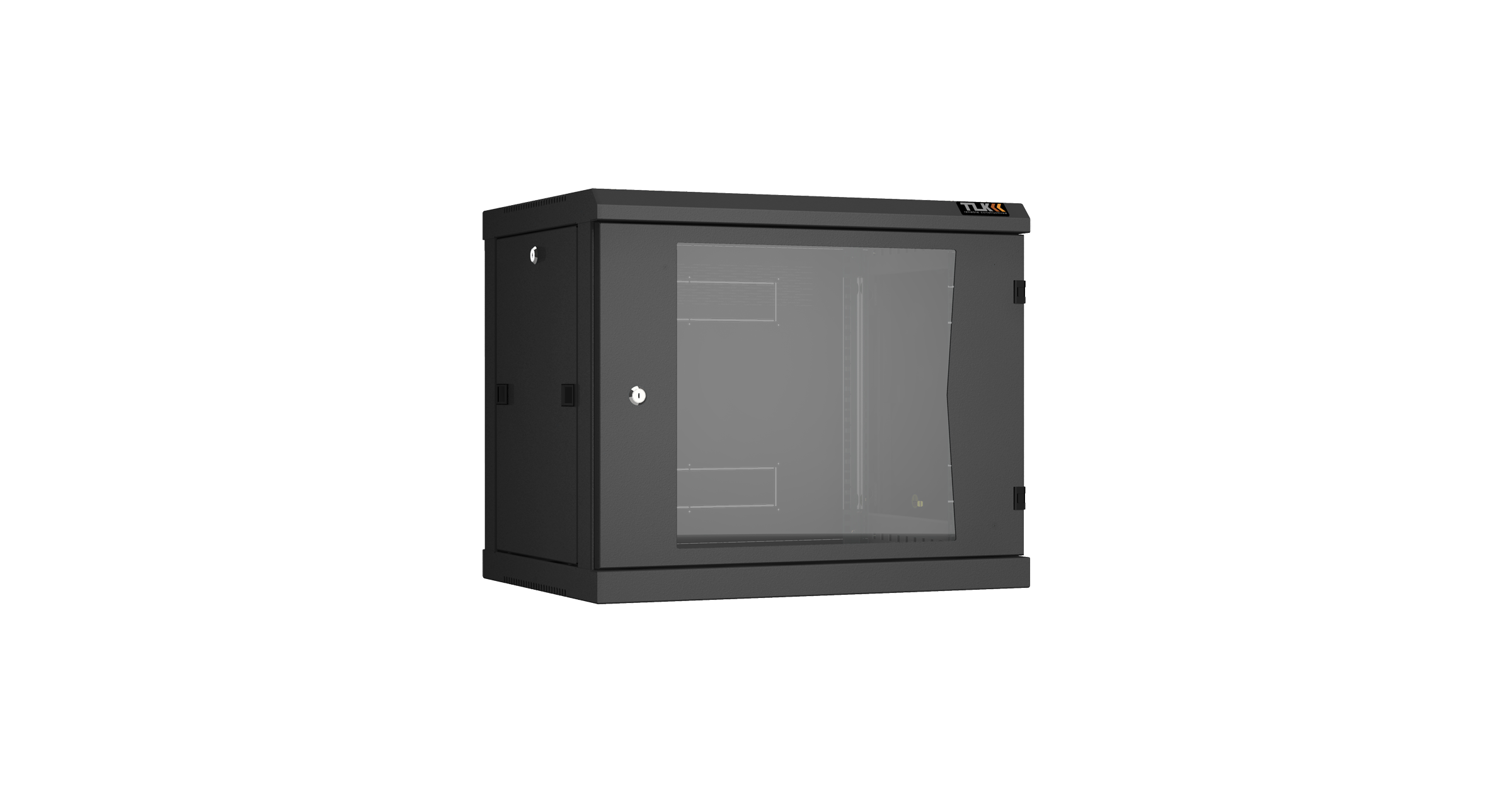 Настенный разборный шкаф NIKOMAX 19", 9U, стеклянная дверь, Ш600хВ503хГ450мм, 2 пары монтажных направляющих, черный — фото