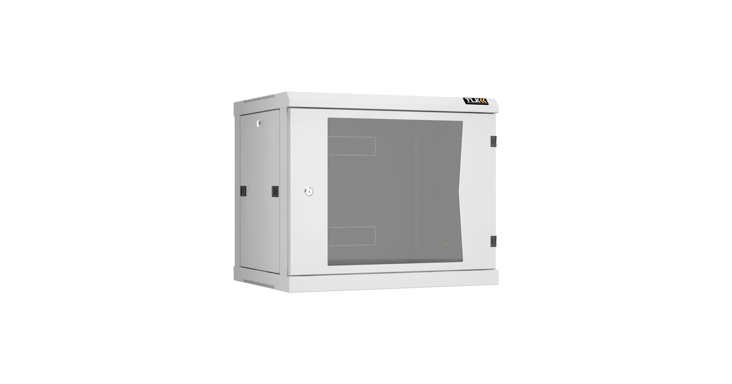 Настенный разборный шкаф NIKOMAX 19", 9U, стеклянная дверь, Ш600хВ503хГ450мм, 2 пары монтажных направляющих, серый — фото