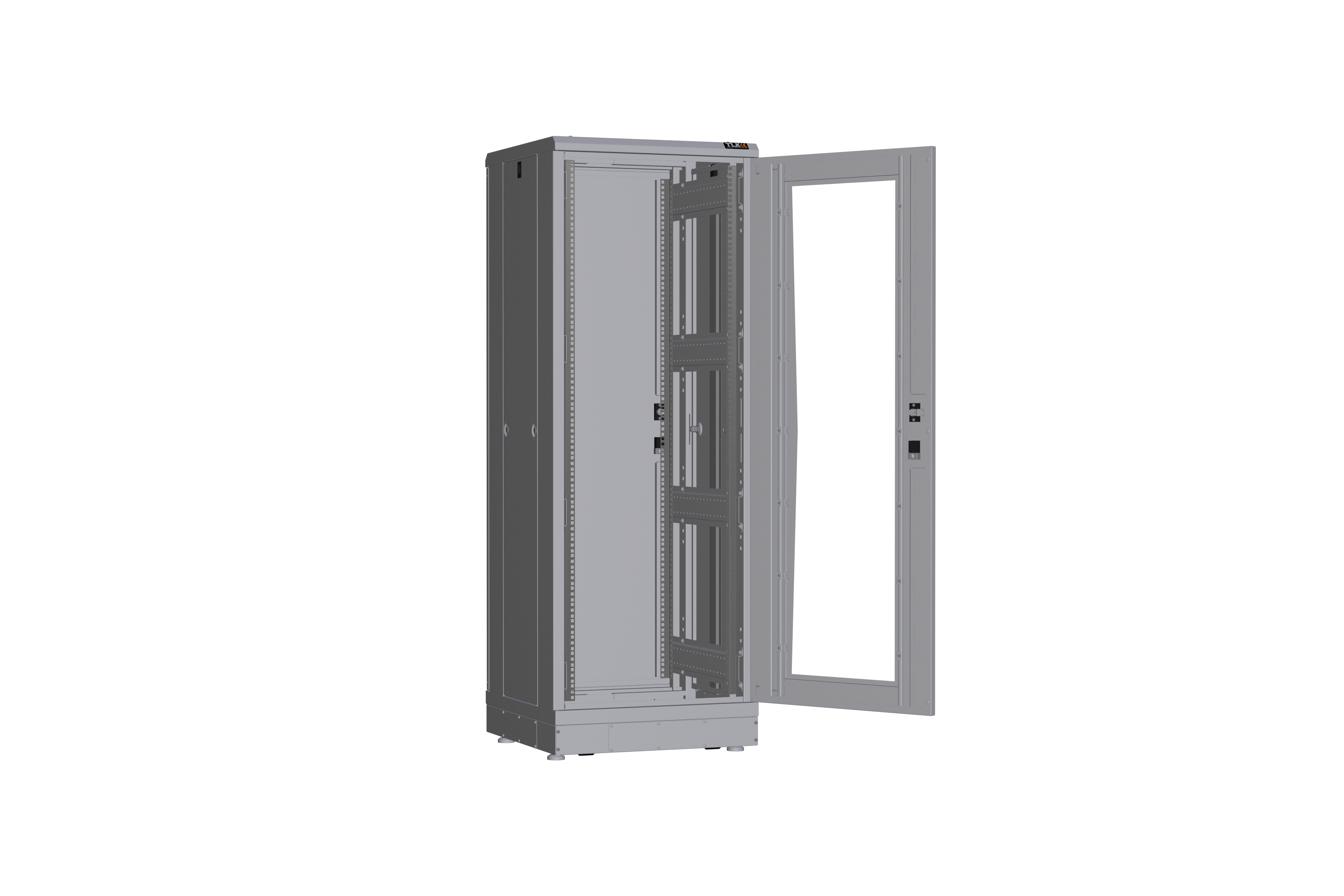 Напольный шкаф NIKOMAX серии TFR-R2 19", 33U, дверь со стеклом и металлическая, металлические стенки, Ш600хВ1612хГ600мм, в разобранном виде, серый — фото