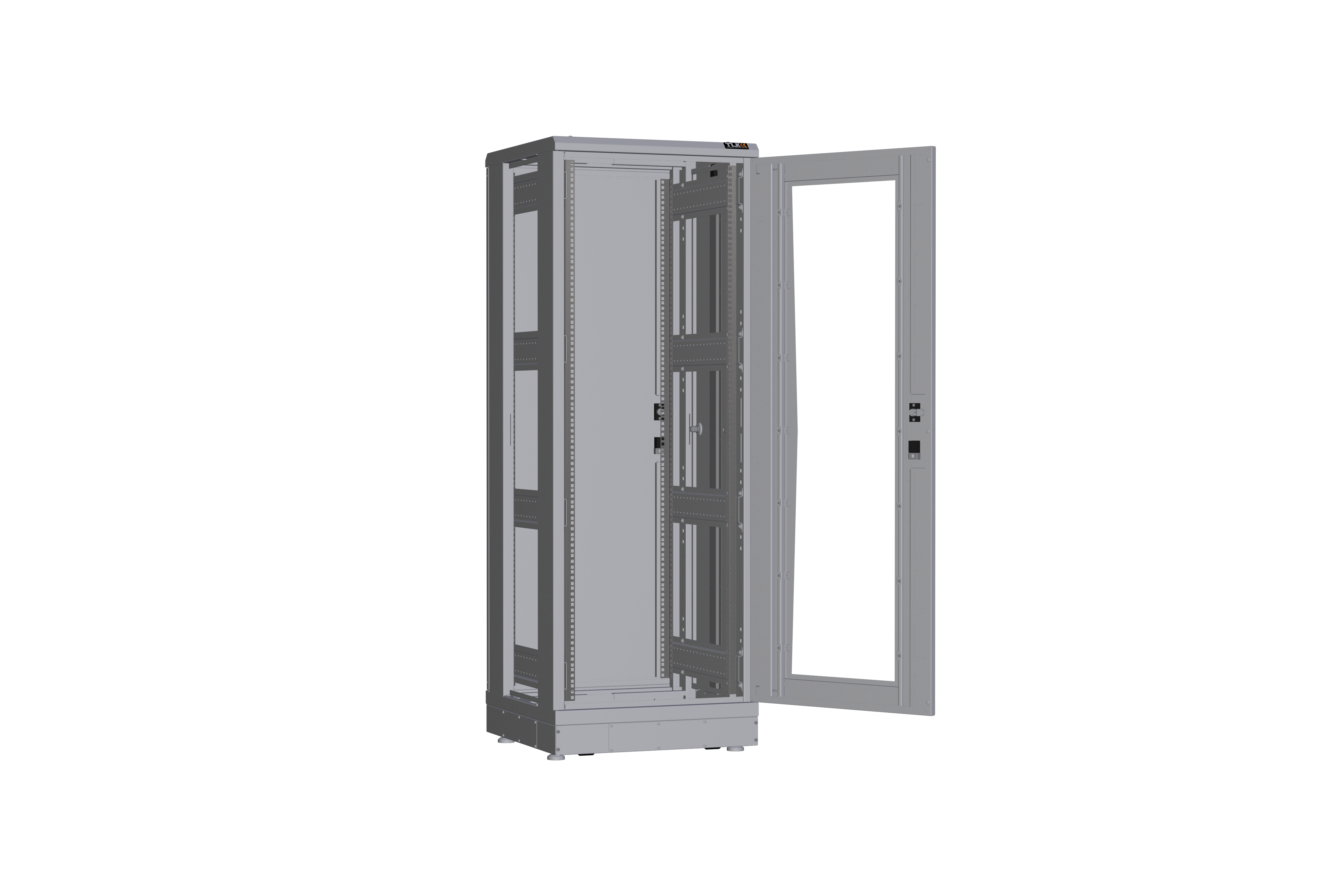 Напольный шкаф NIKOMAX серии TFR-R2 19", 33U, дверь со стеклом и металлическая, металлические стенки, Ш600хВ1612хГ600мм, в разобранном виде, серый — фото