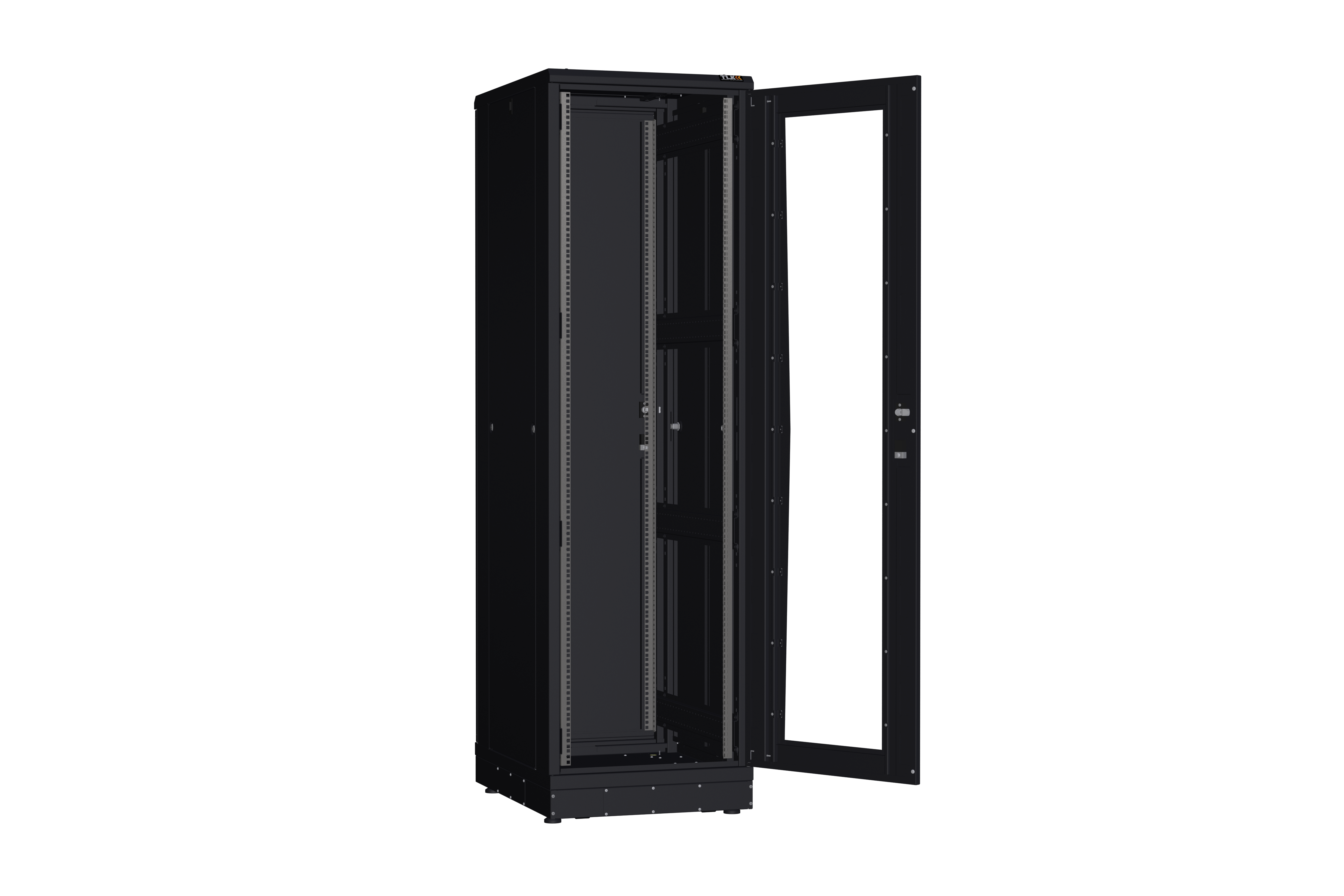 Напольный шкаф NIKOMAX серии TFR-R2 19", 42U, дверь со стеклом и металлическая, металлические стенки, Ш600хВ2010хГ800мм, в разобранном виде, черный — фото