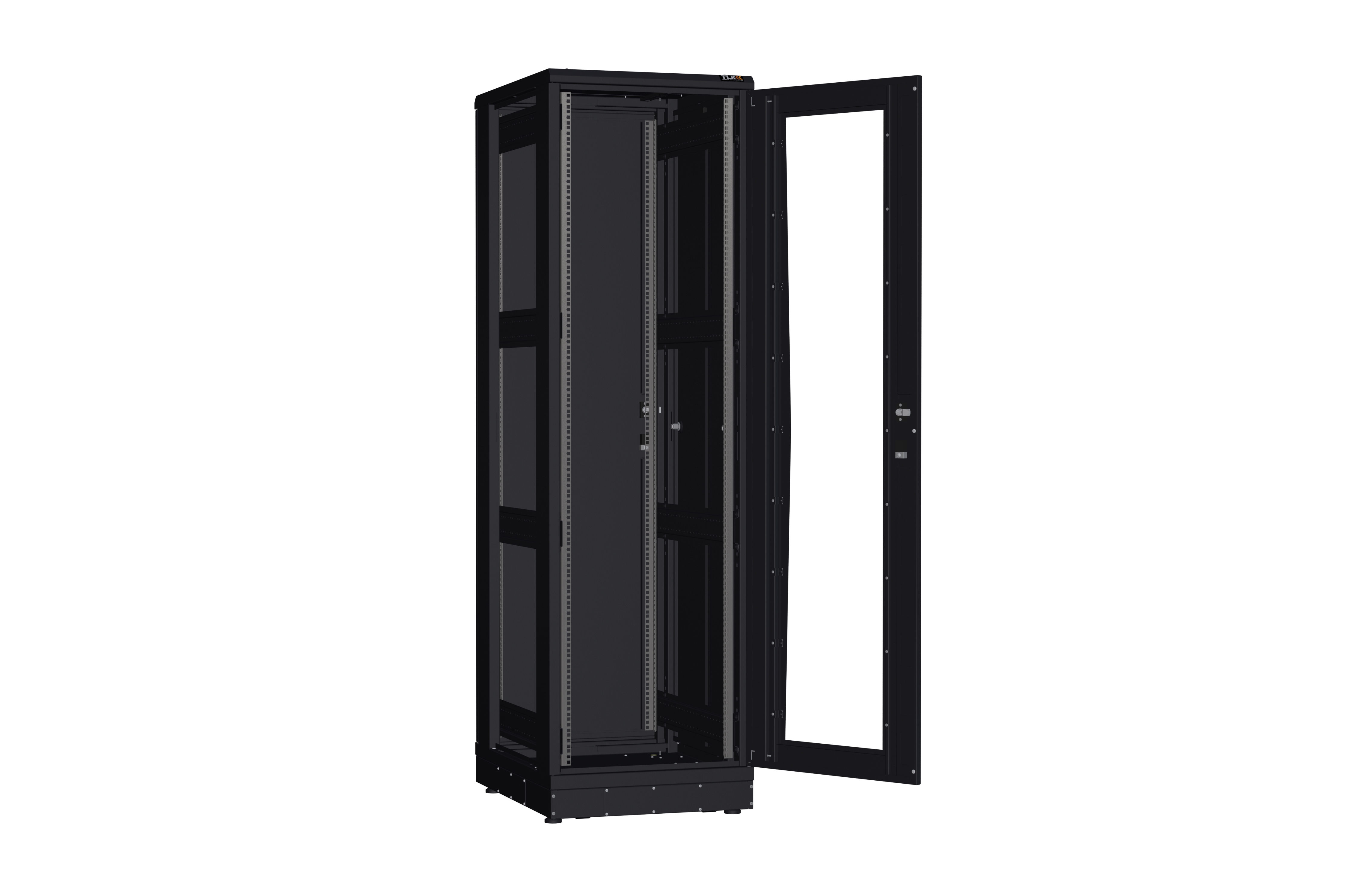 Напольный шкаф NIKOMAX серии TFR-R2 19", 42U, дверь со стеклом и металлическая, металлические стенки, Ш600хВ2010хГ800мм, в разобранном виде, черный — фото