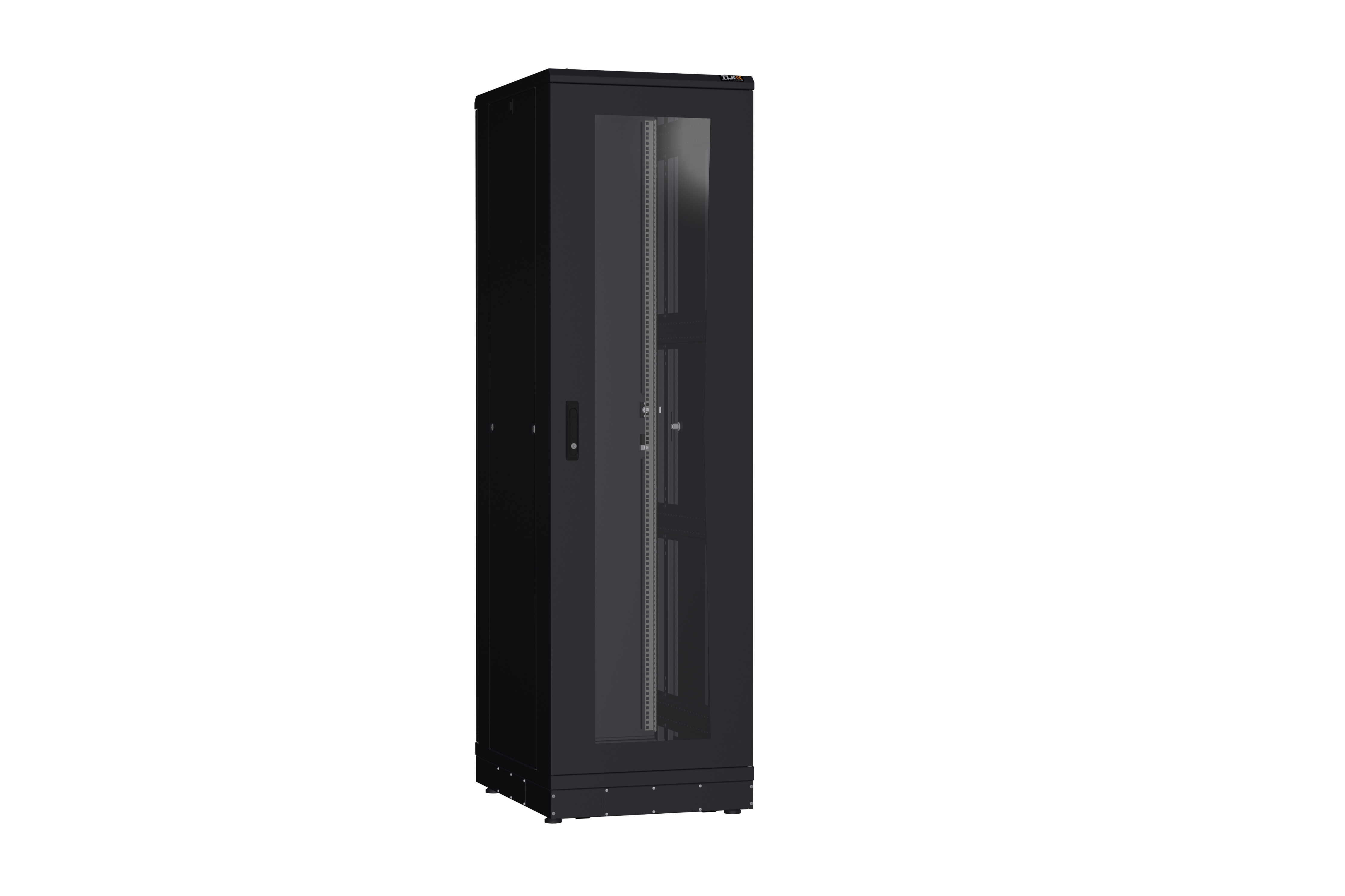 Напольный шкаф NIKOMAX серии TFR-R2 19", 42U, дверь со стеклом и металлическая, металлические стенки, Ш600хВ2010хГ800мм, в разобранном виде, черный — фото