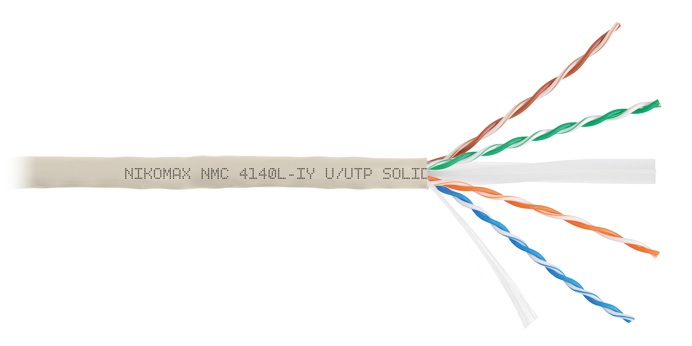Кабель NIKOMAX U/UTP 4 пары, Кат.6 (Класс E), тест по ISO/IEC, 250МГц, одножильный, BC (чистая медь), 23AWG (0,55мм), полимерный материал нг(А)-LSLTx, внутренний, светло-серый, 305м - гарантия: 5 лет / 15 лет системная