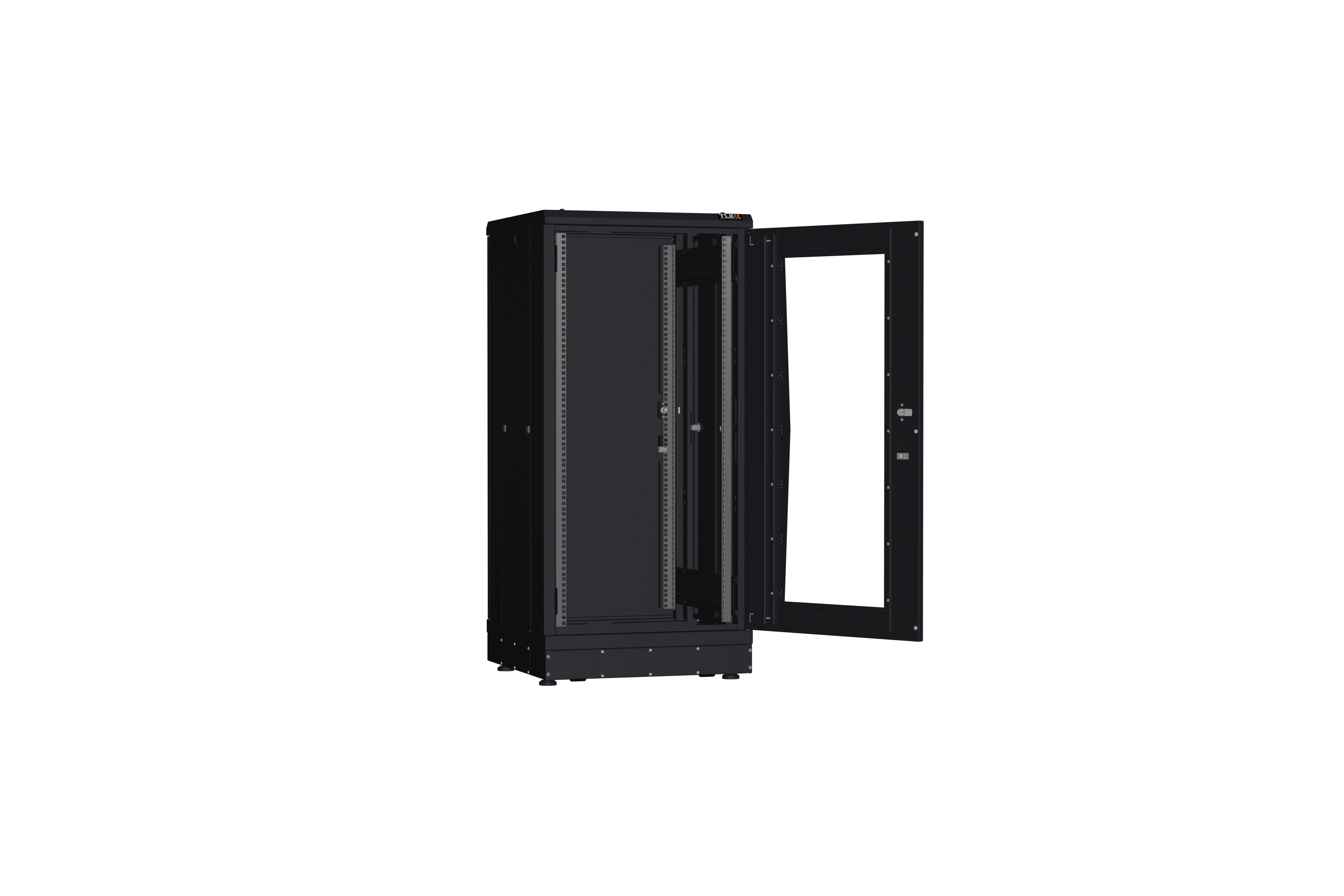 Напольный шкаф NIKOMAX серии TFR-R2 19", 24U, дверь со стеклом и металлическая, металлические стенки, Ш600хВ1280хГ600мм, в разобранном виде, черный — фото