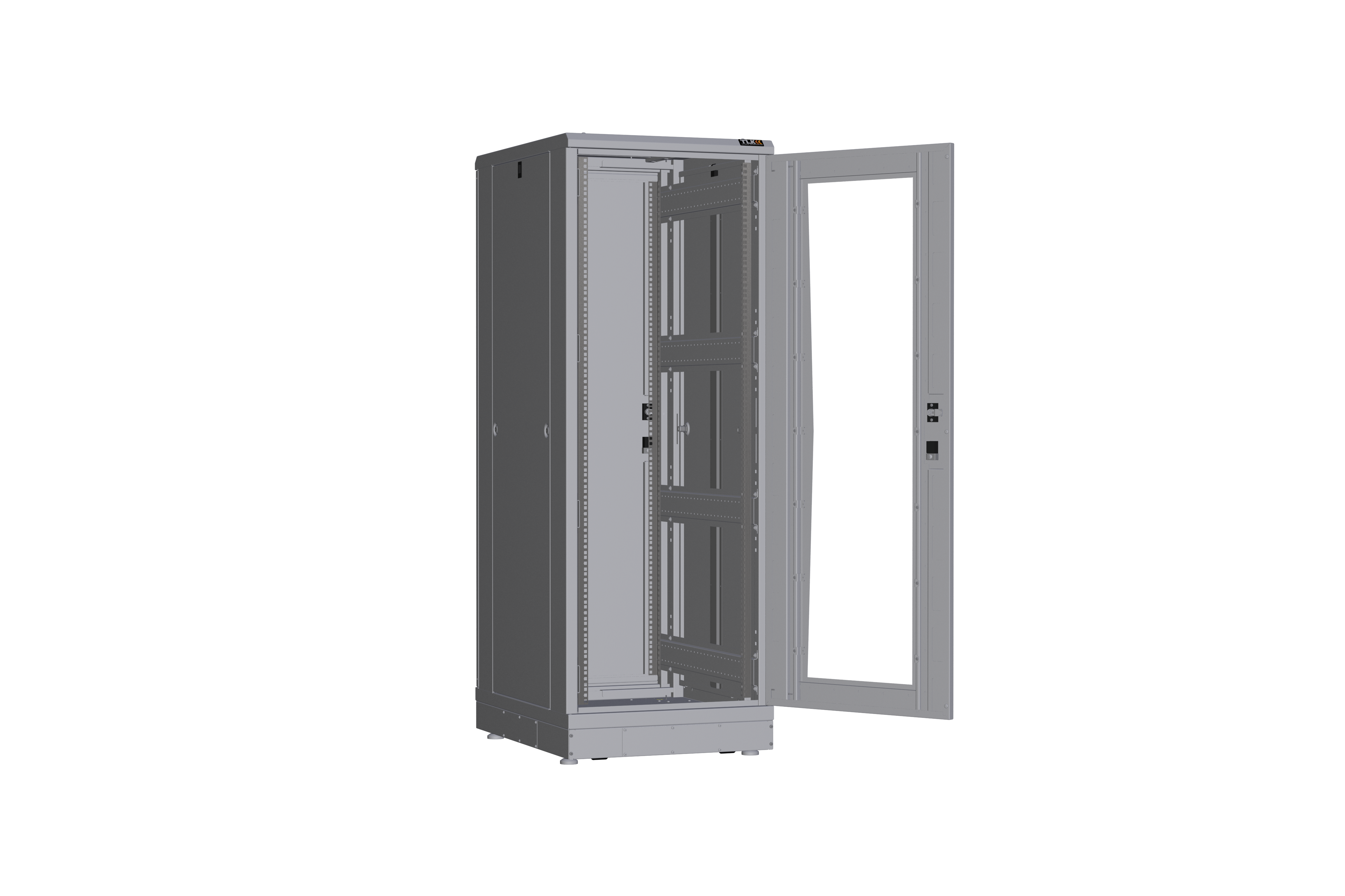Напольный шкаф NIKOMAX серии TFR-R2 19", 33U, дверь со стеклом и металлическая, металлические стенки, Ш600хВ1610хГ800мм, в разобранном виде, серый — фото