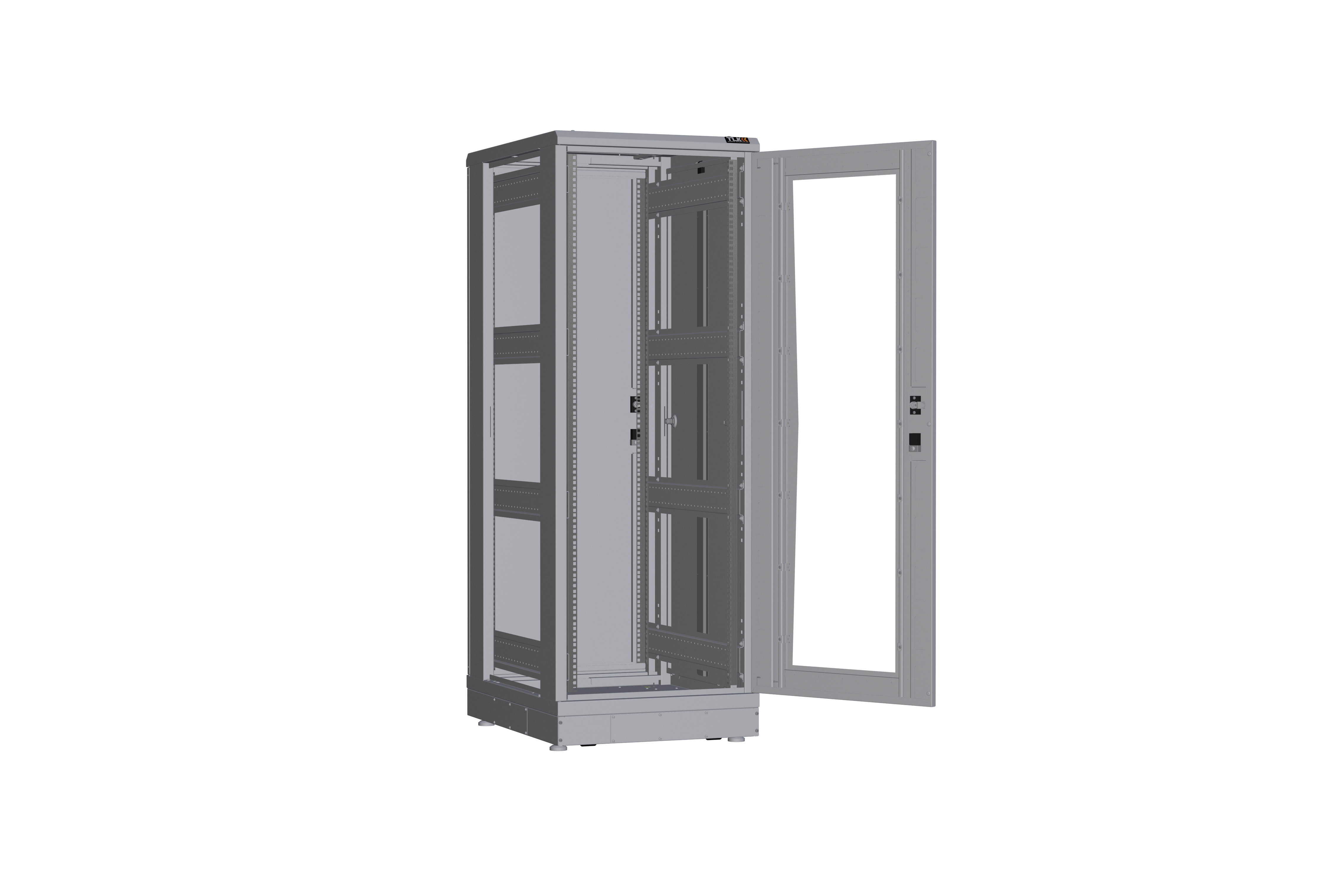 Напольный шкаф NIKOMAX серии TFR-R2 19", 33U, дверь со стеклом и металлическая, металлические стенки, Ш600хВ1610хГ800мм, в разобранном виде, серый — фото