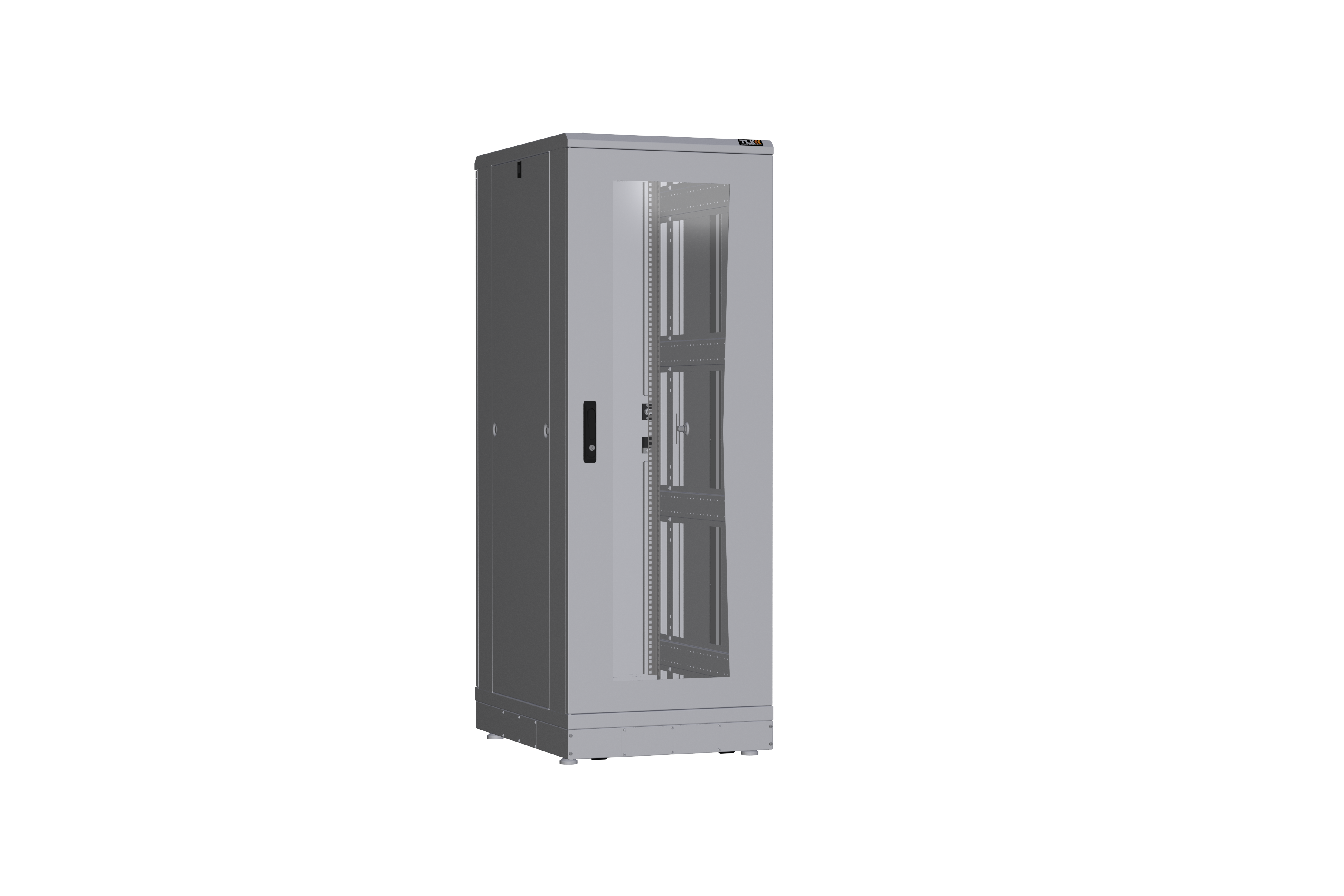 Напольный шкаф NIKOMAX серии TFR-R2 19", 33U, дверь со стеклом и металлическая, металлические стенки, Ш600хВ1610хГ800мм, в разобранном виде, серый — фото