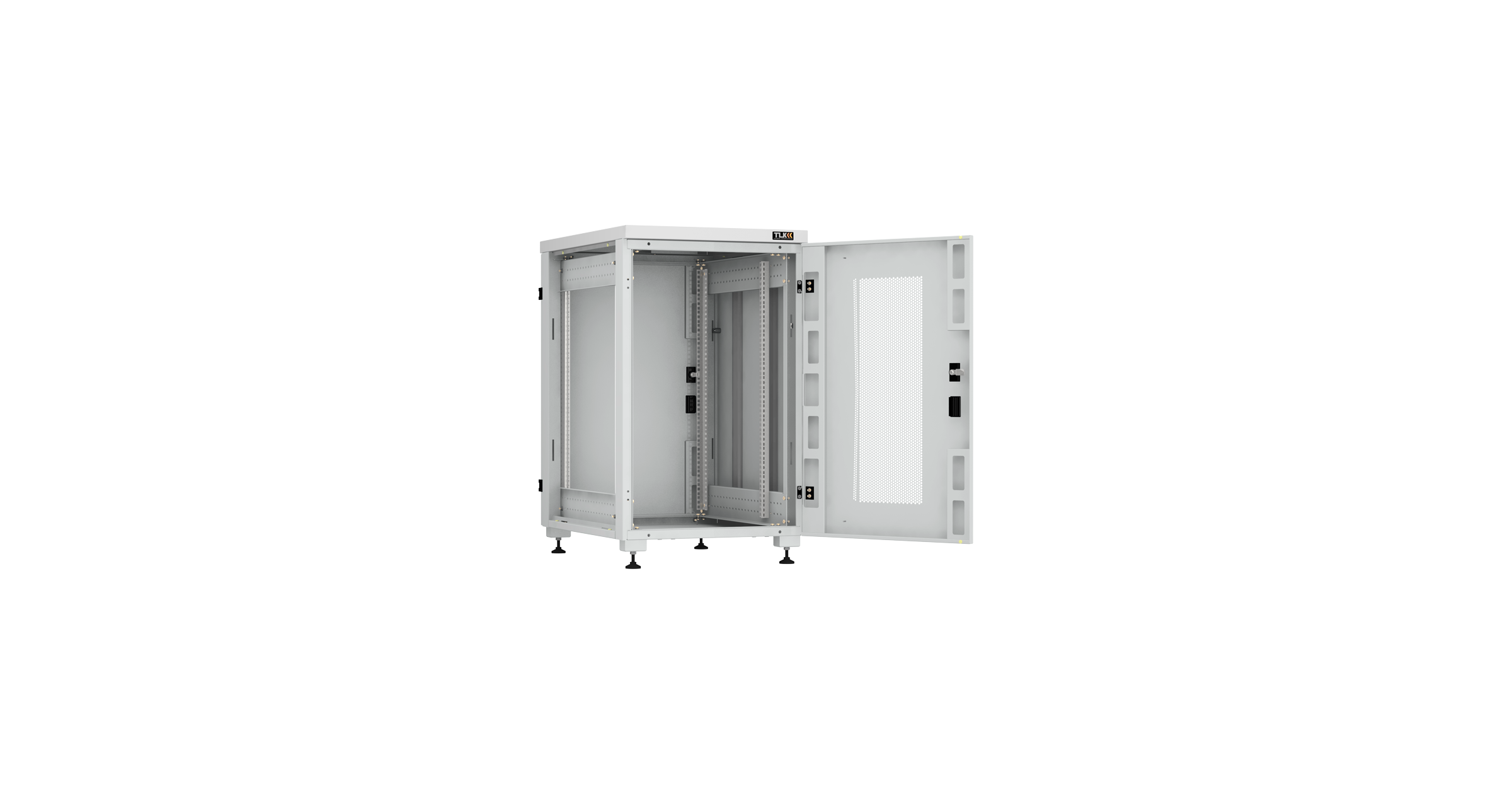 Напольный шкаф NIKOMAX Essential Line серии TFI-R 19", 18U, перфорированная дверь, цельнометаллические стенки и задняя дверь, Ш600хВ974хГ800мм, в разобранном виде, серый — фото