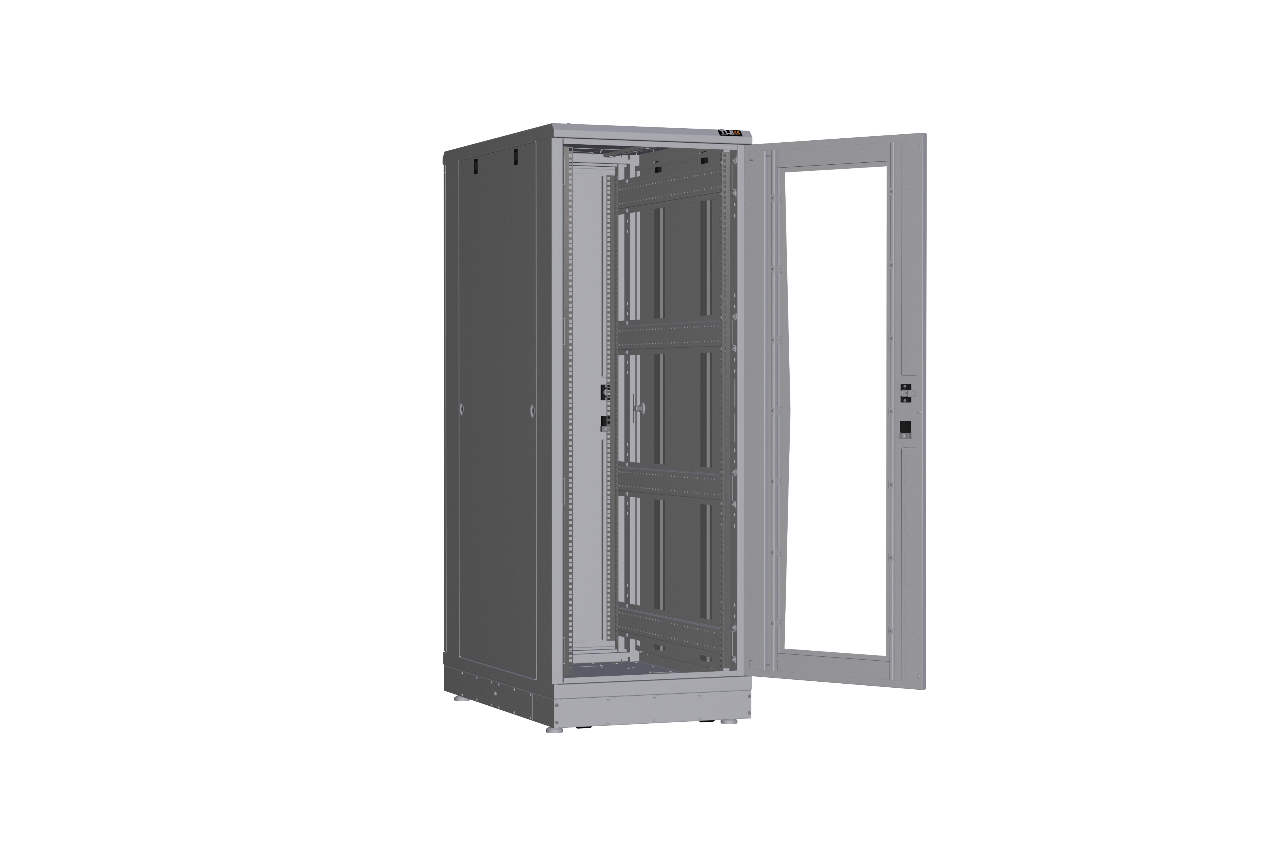 Напольный шкаф NIKOMAX серии TFR-R2 19", 33U, дверь со стеклом и металлическая, металлические стенки, Ш600хВ1610хГ1000мм, в разобранном виде, серый — фото