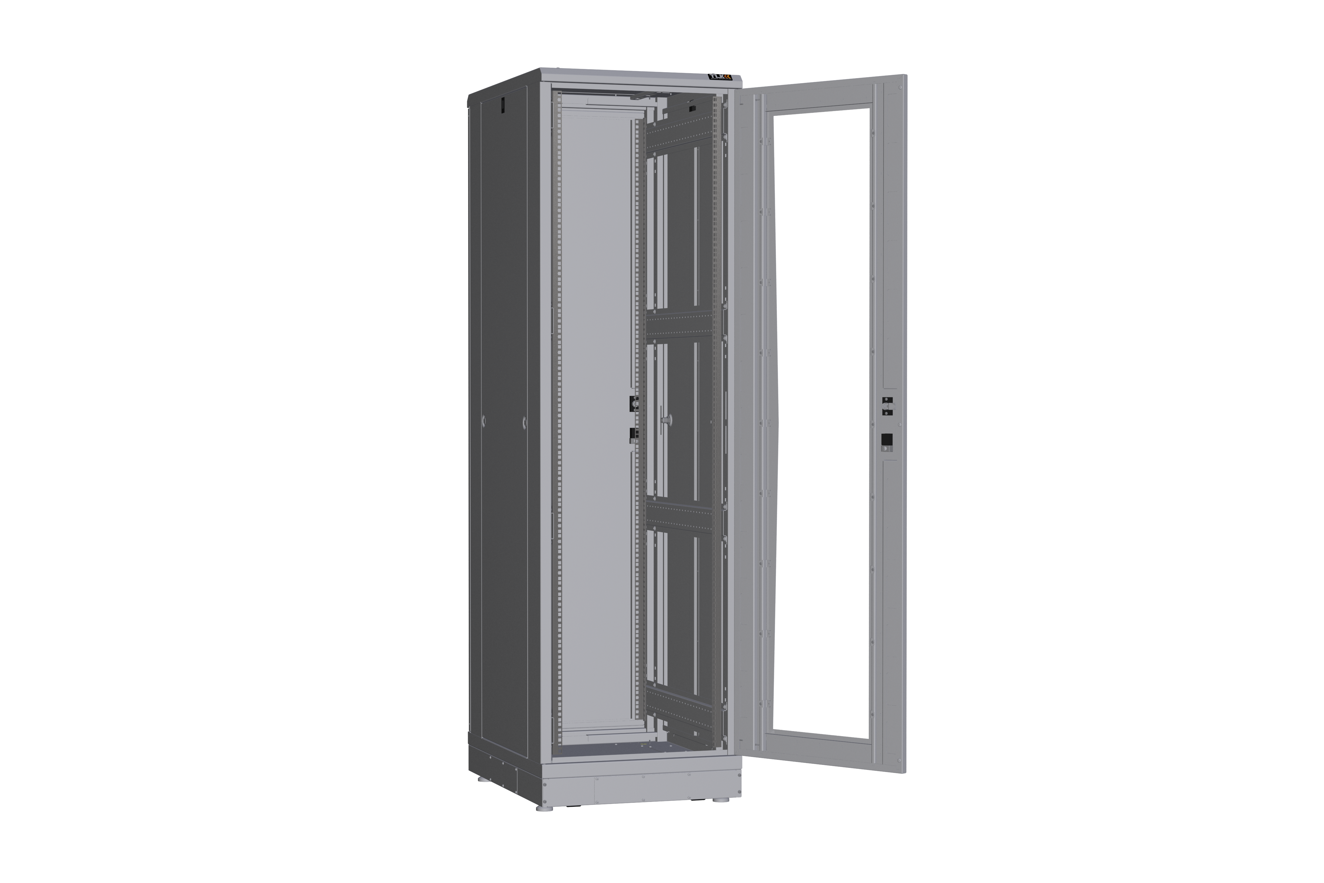 Напольный шкаф NIKOMAX серии TFR-R2 19", 42U, дверь со стеклом и металлическая, металлические стенки, Ш600хВ2012хГ800мм, в разобранном виде, серый — фото