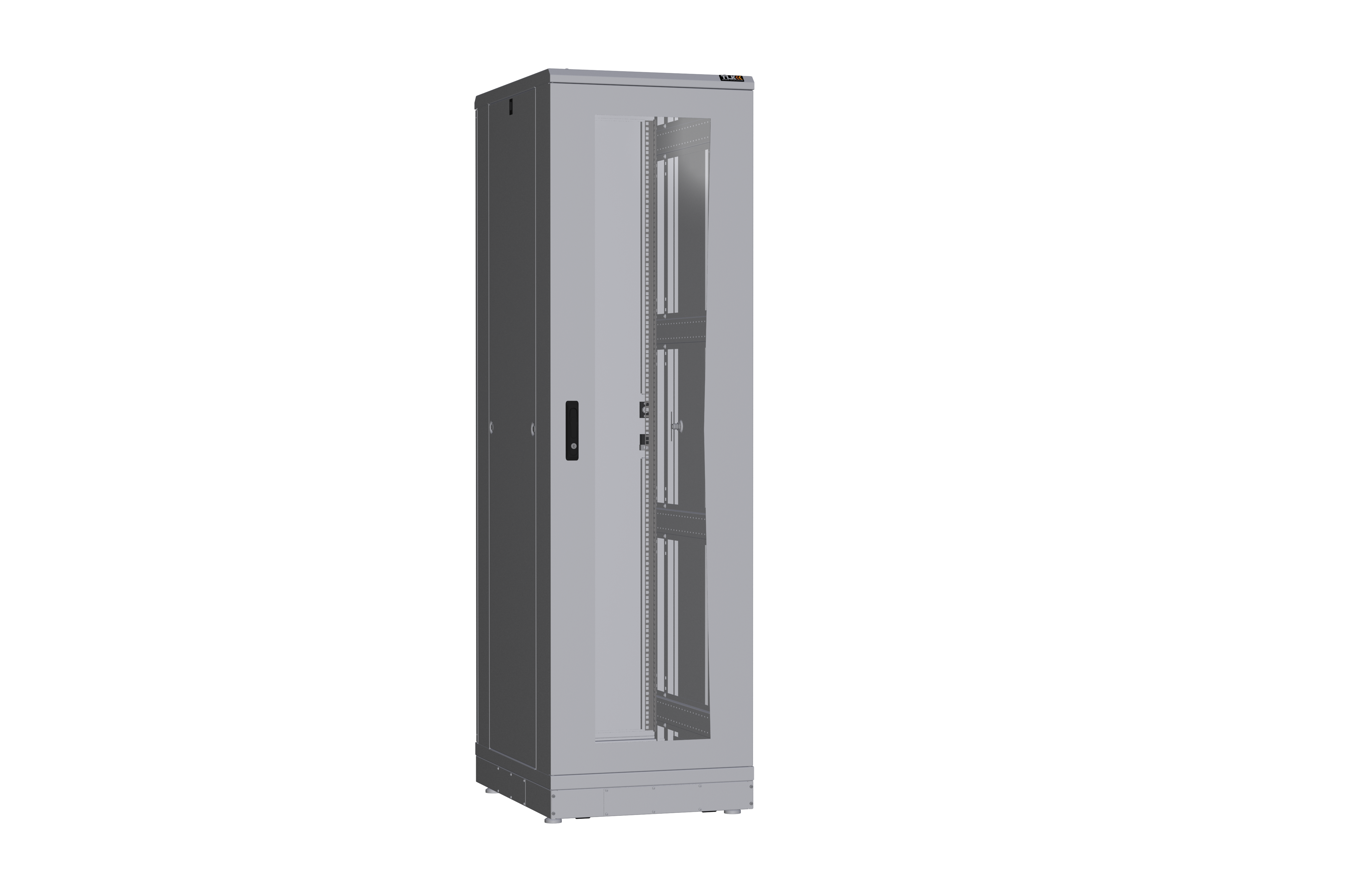 Напольный шкаф NIKOMAX серии TFR-R2 19", 42U, дверь со стеклом и металлическая, металлические стенки, Ш600хВ2012хГ800мм, в разобранном виде, серый — фото