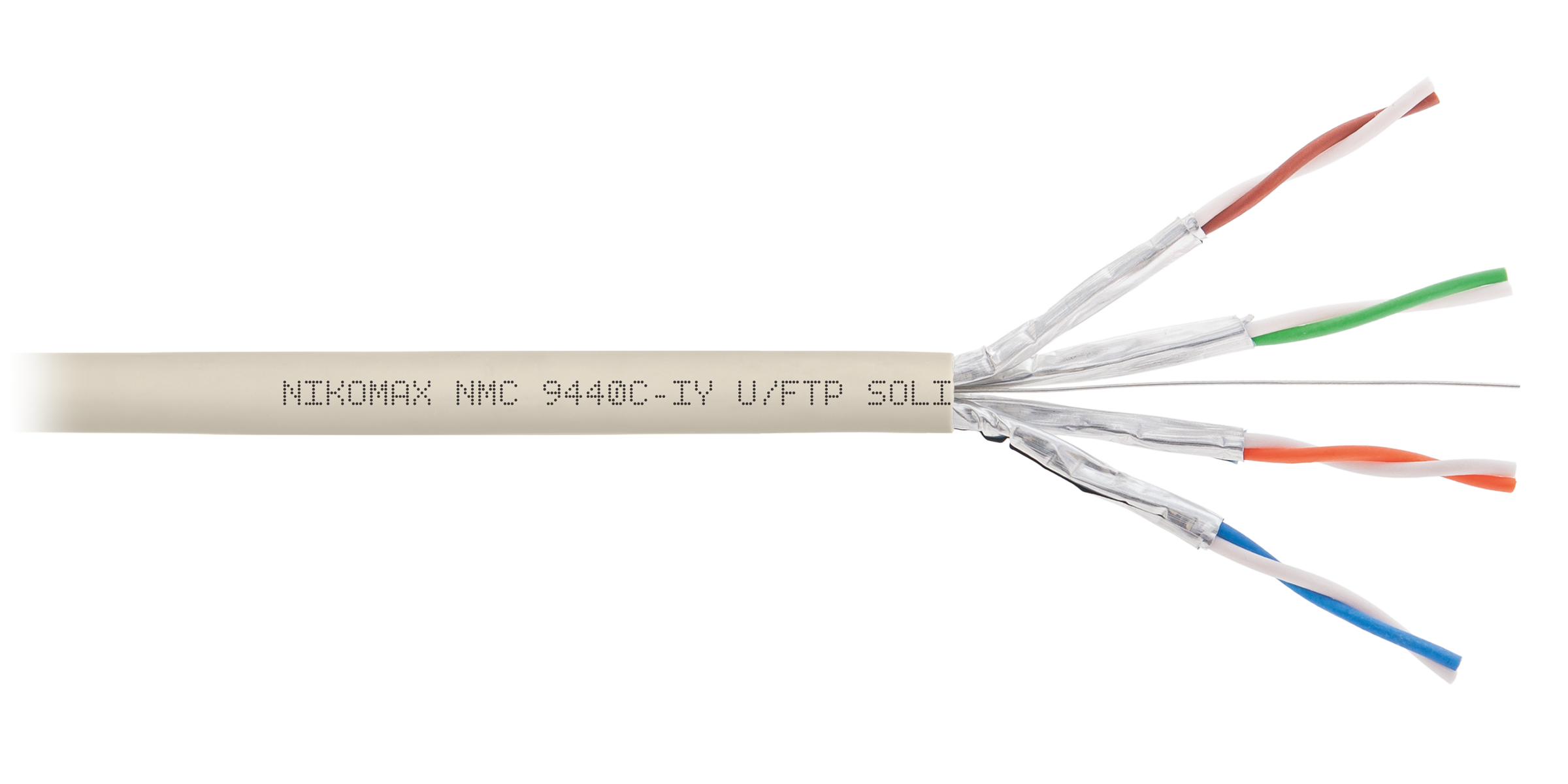Кабель NIKOMAX U/FTP 4 пары, Кат.6 (Класс E), тест по ISO/IEC, 250МГц, одножильный, BC (чистая медь), 23AWG (0,57мм), полимерный материал нг(А)-LSLTx, внутренний, светло-серый, 305м - гарантия: 15 лет / 25 лет системная