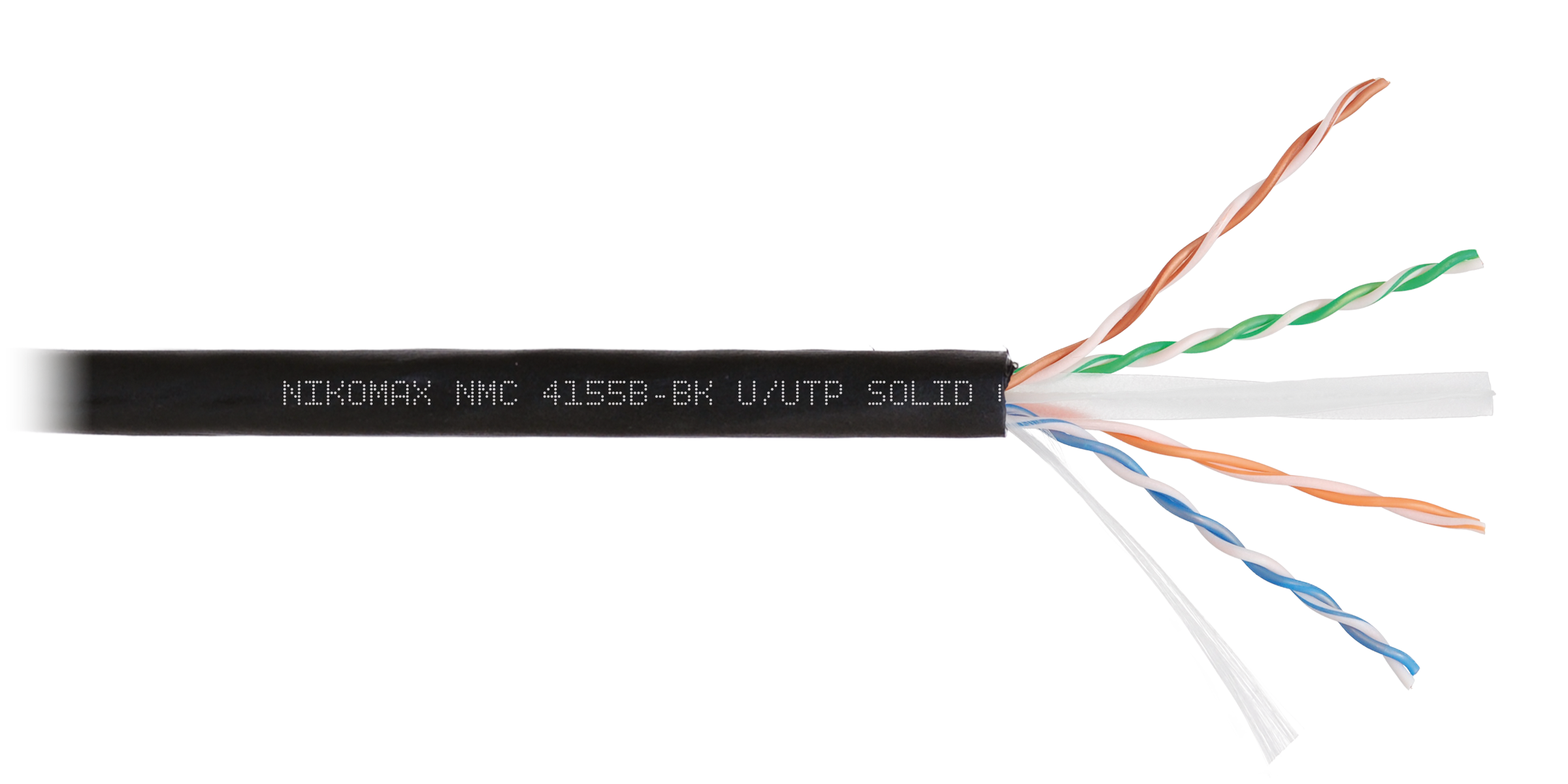 Кабель NIKOMAX U/UTP 4 пары, Кат.6a (Класс Ea), тест по ISO/IEC, 500МГц, одножильный, BC (чистая медь), 23AWG (0,57мм), полиэтилен, внешний, черный, 500м - гарантия: 3 года