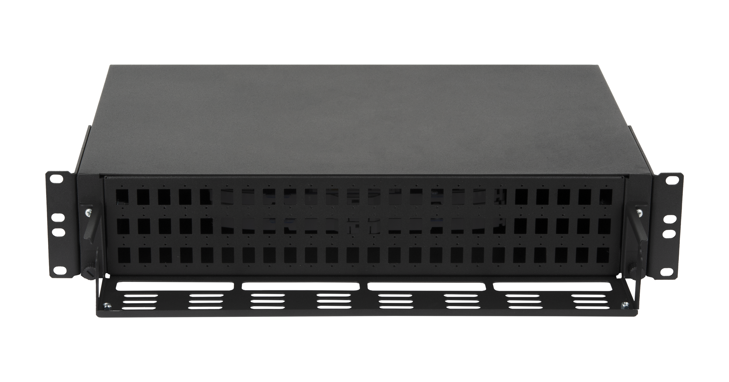 Оптический кросс NIKOMAX 19" Premium Line, 2U, до 72 SC портов или 144 LC портов, выдвижной, со съёмной полкой, черный — фото