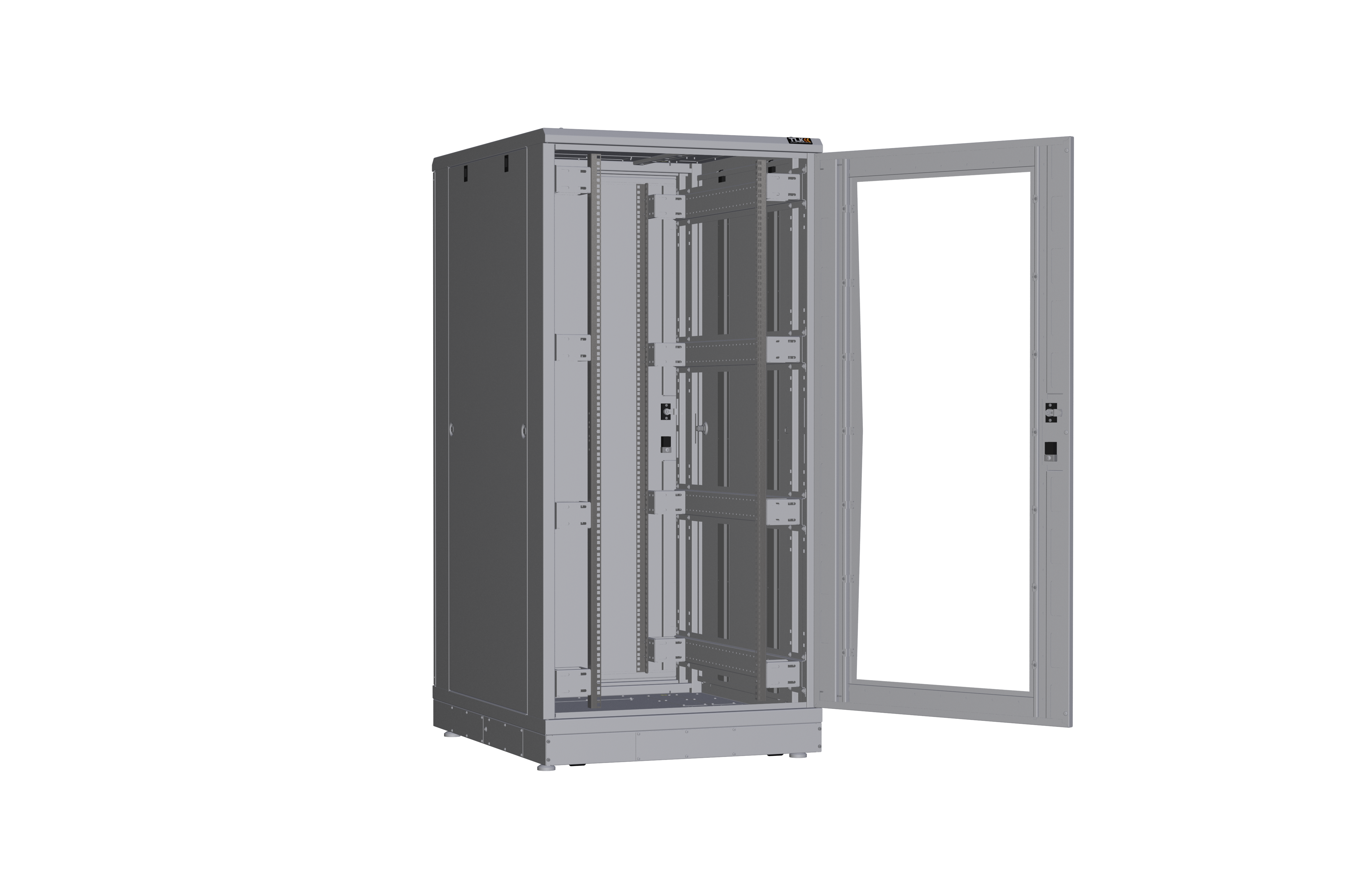 Напольный шкаф NIKOMAX серии TFR-R2 19", 33U, дверь со стеклом и металлическая , металлические стенки, Ш800хВ1610хГ1000мм, в разобранном виде, серый — фото