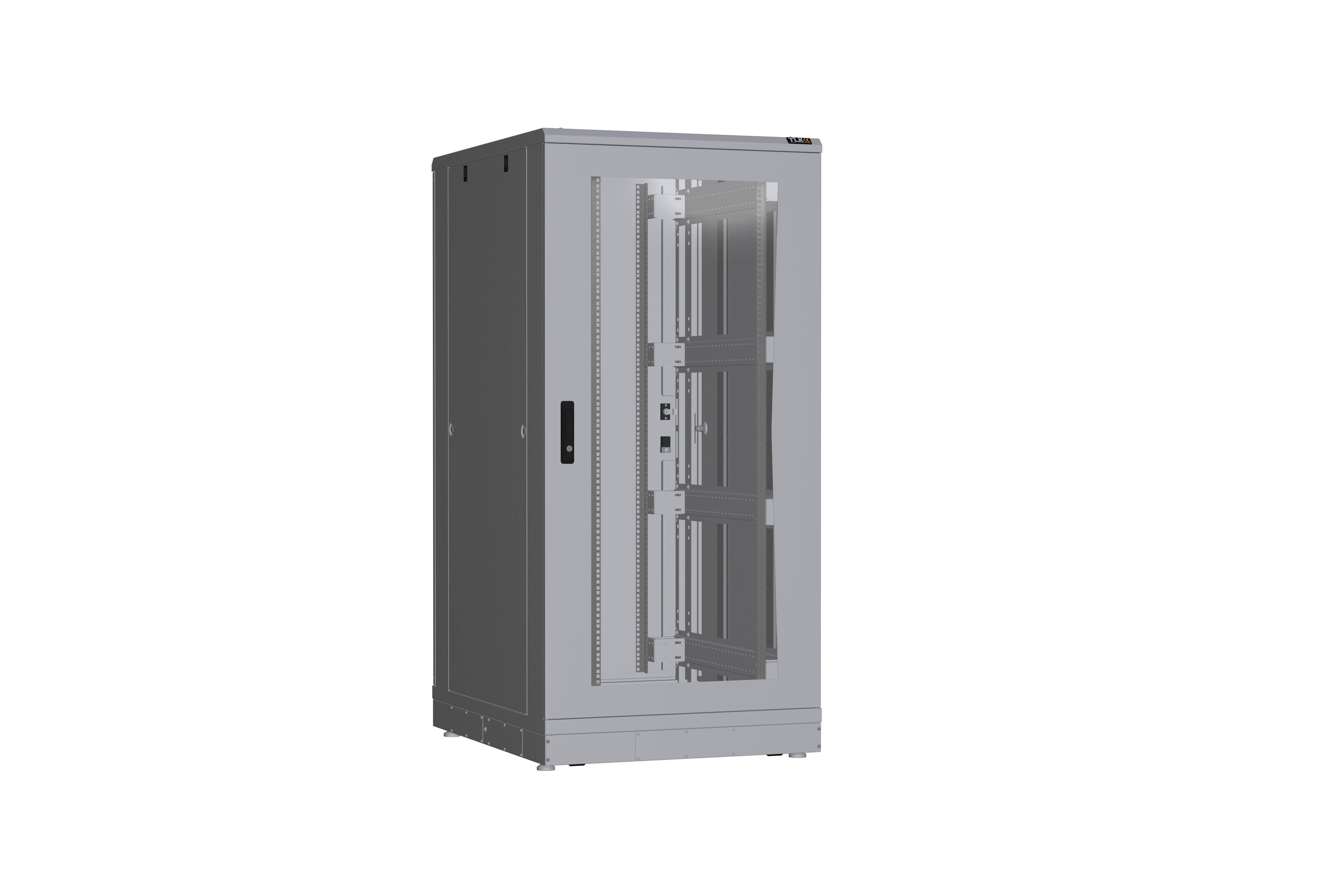 Напольный шкаф NIKOMAX серии TFR-R2 19", 33U, дверь со стеклом и металлическая , металлические стенки, Ш800хВ1610хГ1000мм, в разобранном виде, серый — фото