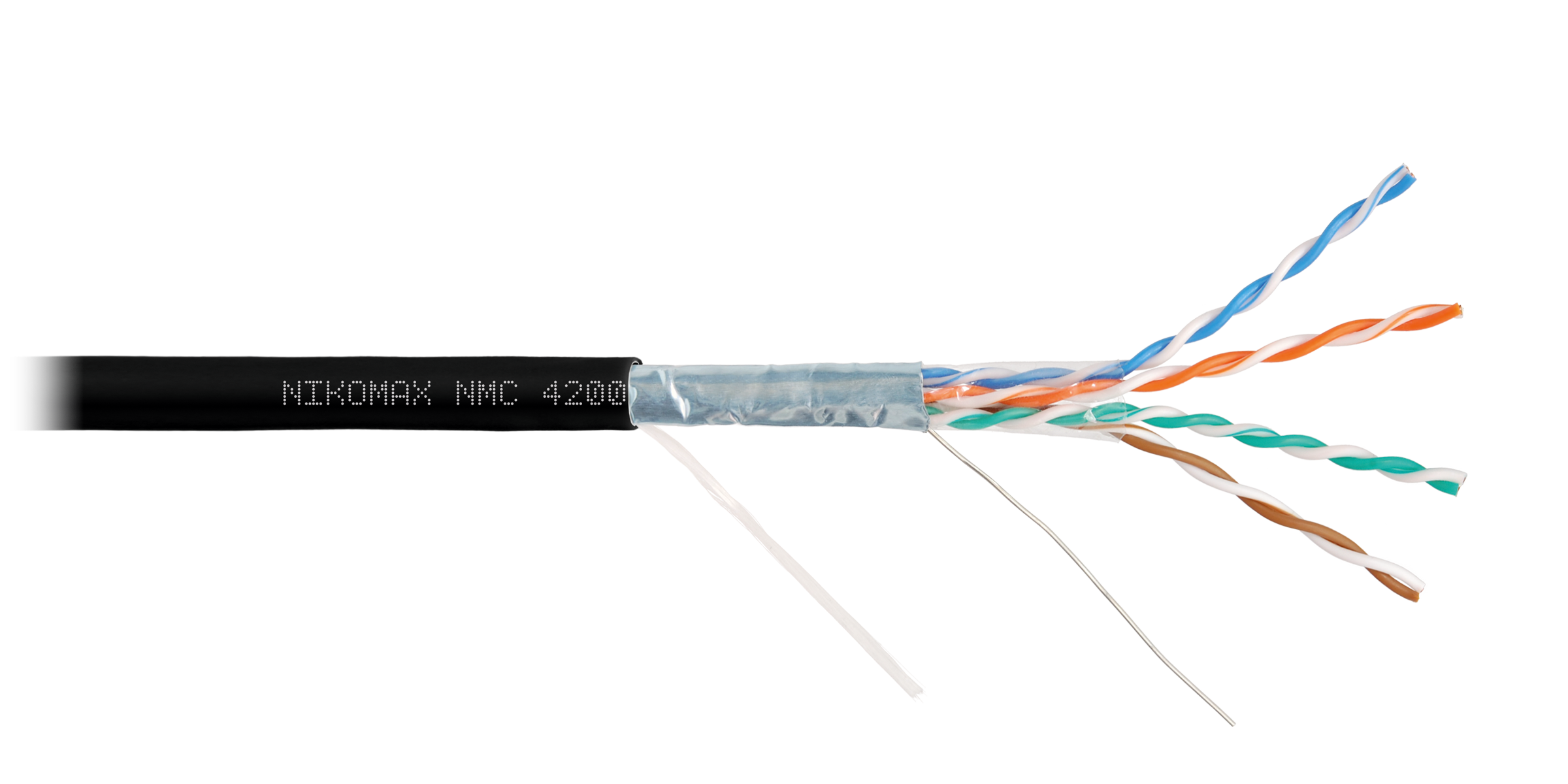 Кабель NIKOMAX F/UTP 4 пары, Кат.5e (Класс D), тест по ISO/IEC, 100МГц, одножильный, BC (чистая медь), 24AWG (0,51мм), полимерный материал нг(А)-HF, внутренний/внешний, черный, 305м - гарантия: 5 лет / 15 лет системная