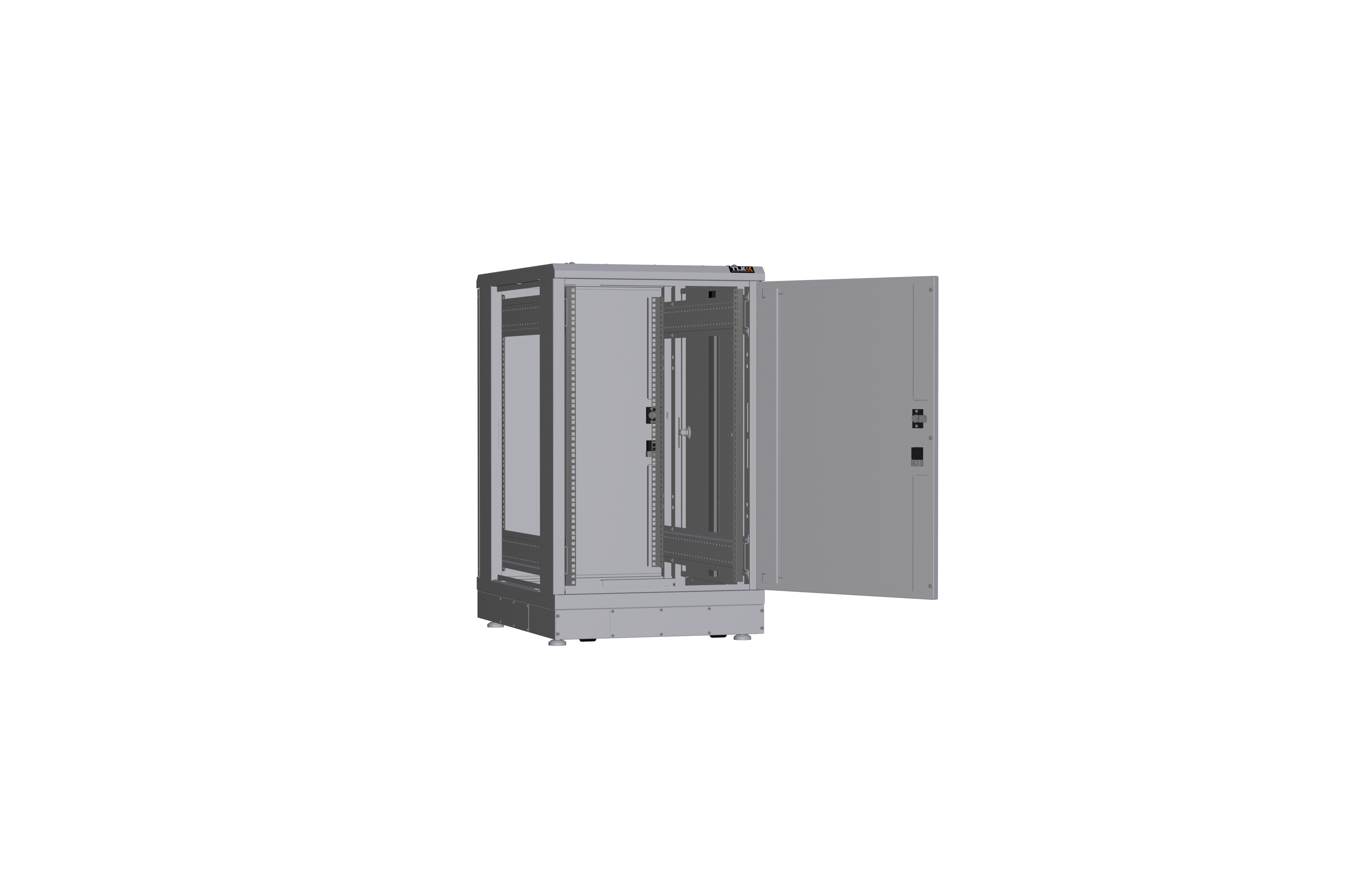 Напольный шкаф NIKOMAX серии TFR-R2 19", 18U,металлические двери, металлические стенки, Ш600хВ1007хГ800мм, в разобранном виде, серый — фото
