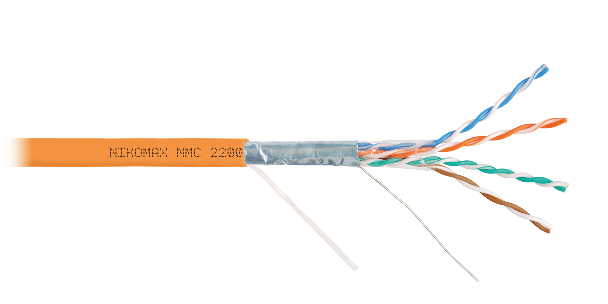 Кабель NIKOMAX F/UTP 4 пары, Кат.5e (Класс D), тест по ISO/IEC, 100МГц, одножильный, BC (чистая медь), 24AWG (0,50мм), полимерный материал нг(А)-HF, внутренний, оранжевый, 305м - гарантия: 1 год