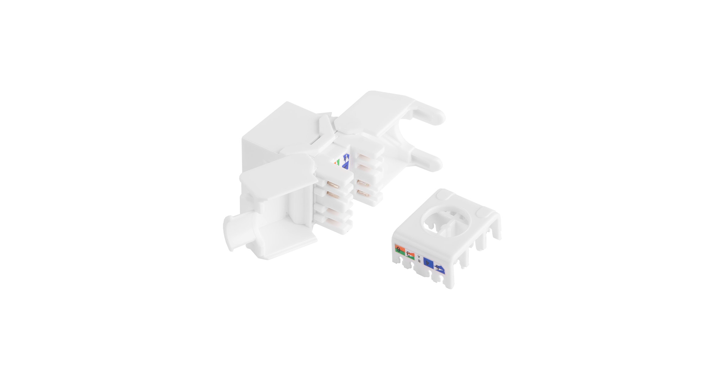 Модуль-вставка NIKOMAX типа Keystone Essential Line, Кат.6a (Класс Ea), 500МГц, RJ45/8P8C, самозажимной, T568A/B, 180 градусов, неэкранированный, белый — фото