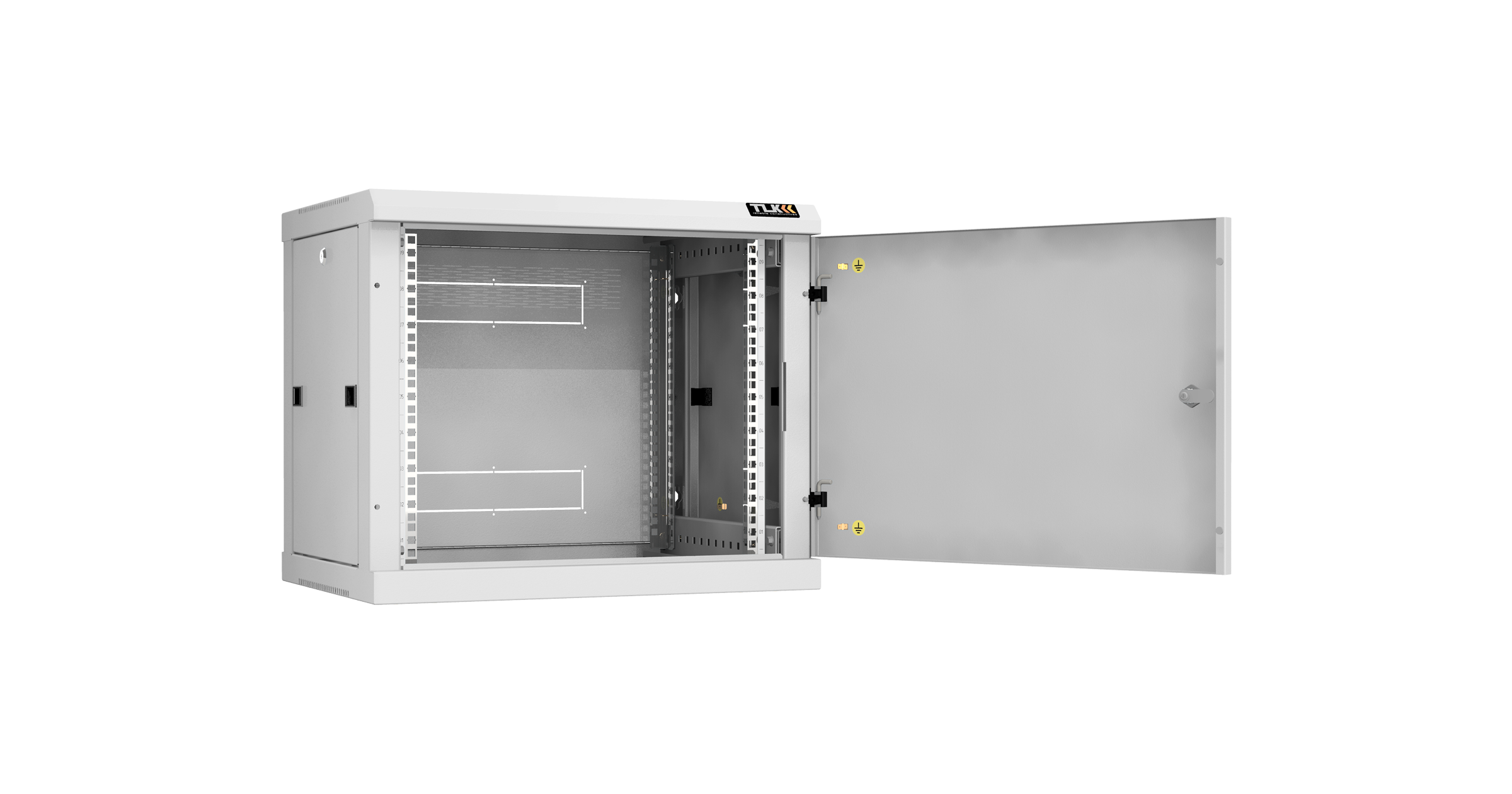 Настенный разборный шкаф NIKOMAX 19", 9U, металлическая дверь, Ш600хВ503хГ450мм, 2 пары монтажных направляющих, серый — фото