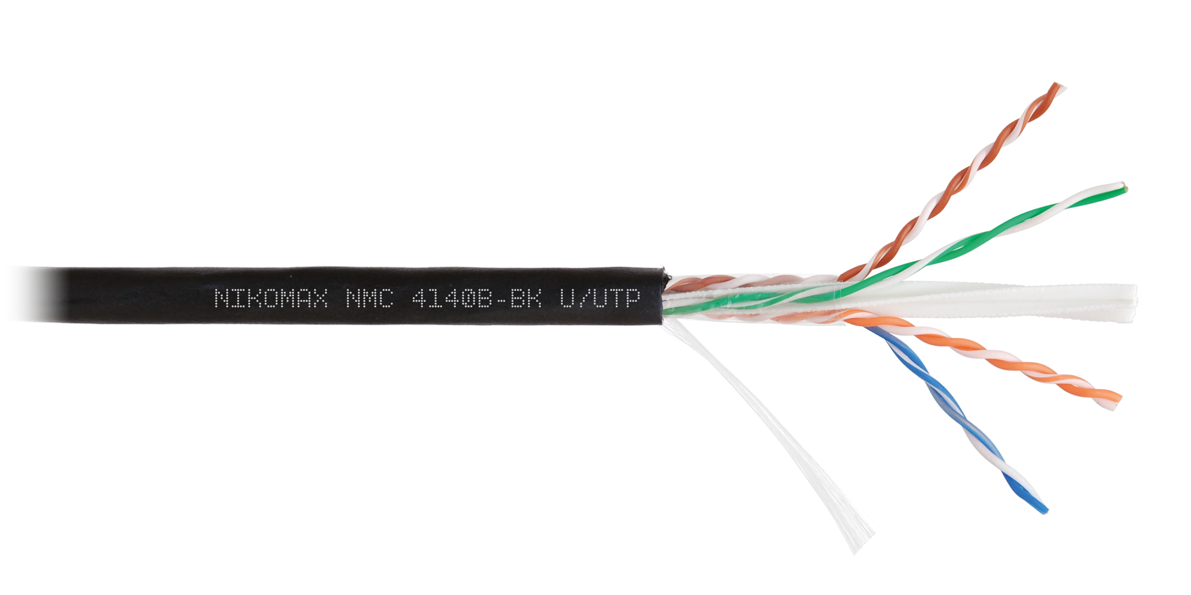 Кабель NIKOMAX U/UTP 4 пары, Кат.6 (Класс E), тест по ISO/IEC, 250МГц, одножильный, BC (чистая медь), 23AWG (0,55мм), полиэтилен, внешний, черный, 305м - гарантия: 3 года