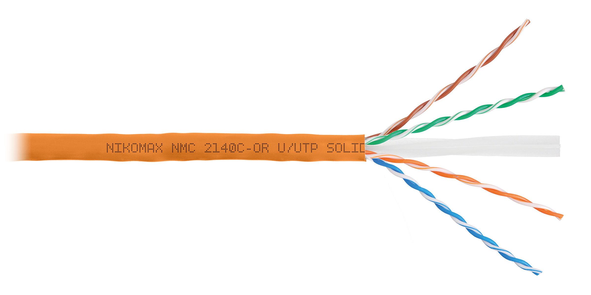 Кабель NIKOMAX U/UTP 4 пары, Кат.6 (Класс E), тест по ISO/IEC, 250МГц, одножильный, BC (чистая медь), 24AWG (0,53мм), полимерный материал нг(А)-HF, внутренний, оранжевый, 305м - гарантия: 1 год