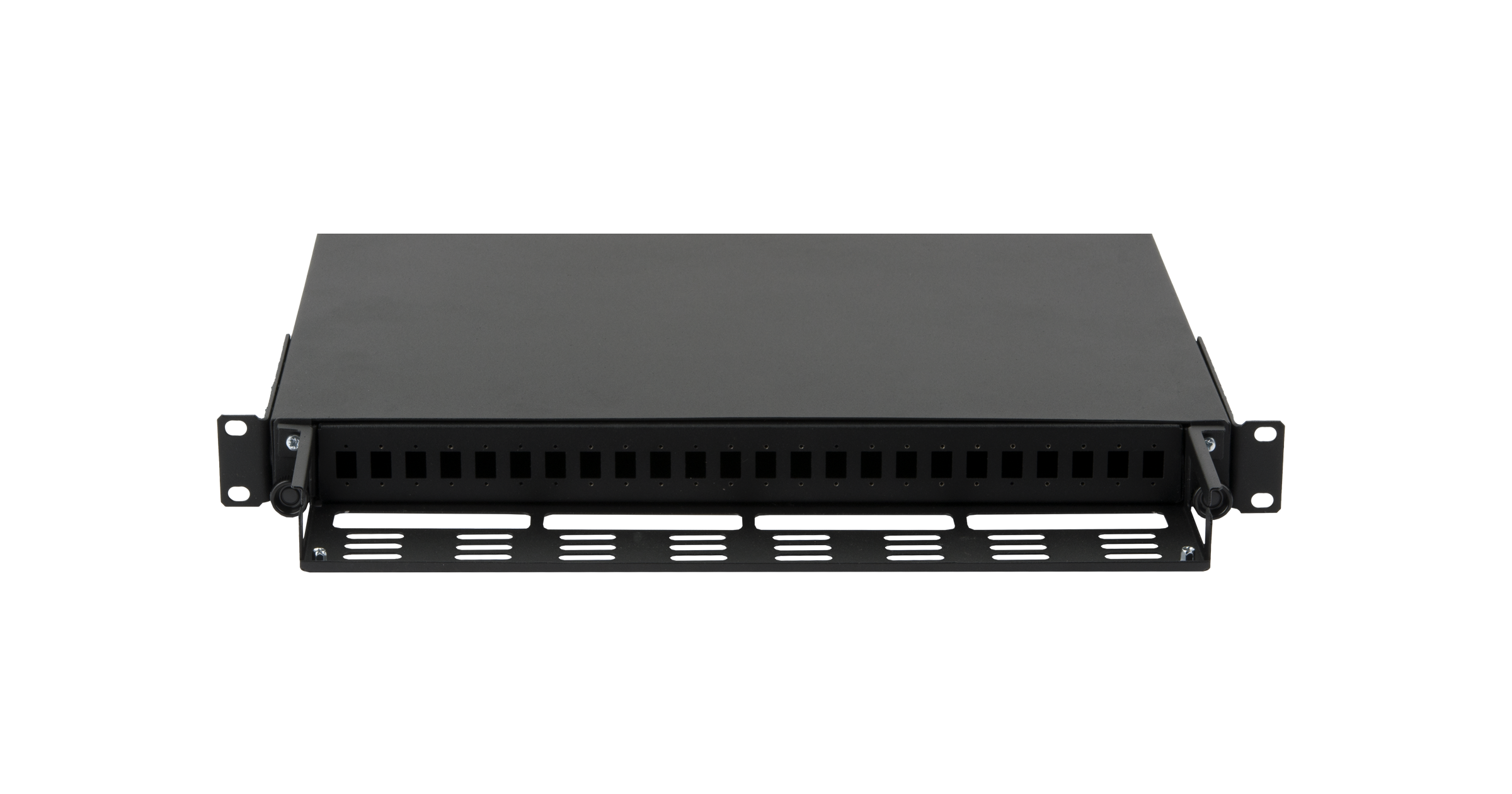 Оптический кросс NIKOMAX 19" Premium Line, 1U, до 24 SC портов или 48 LC портов, выдвижной, со съёмной полкой, черный — фото